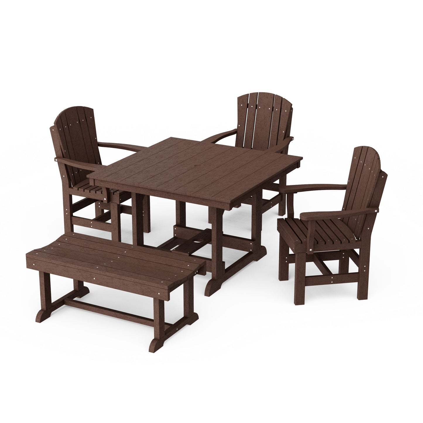 Heritage 5-Piece Square Dining Set with Bench