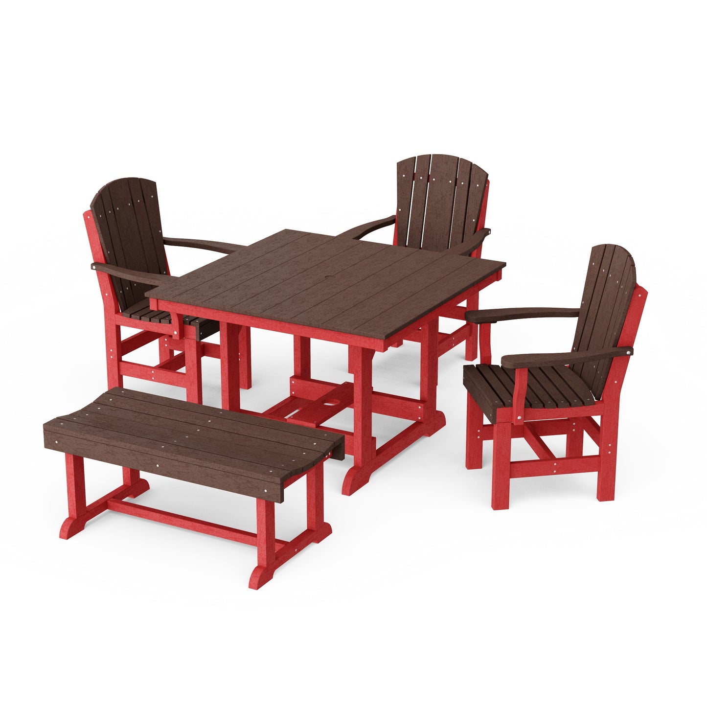 Heritage 5-Piece Square Dining Set with Bench