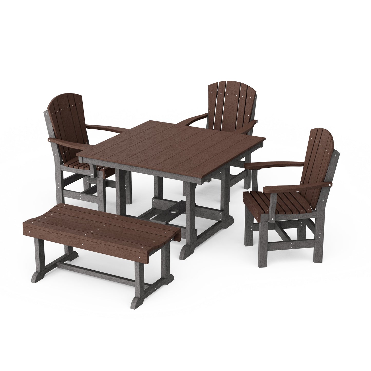 Heritage 5-Piece Square Dining Set with Bench