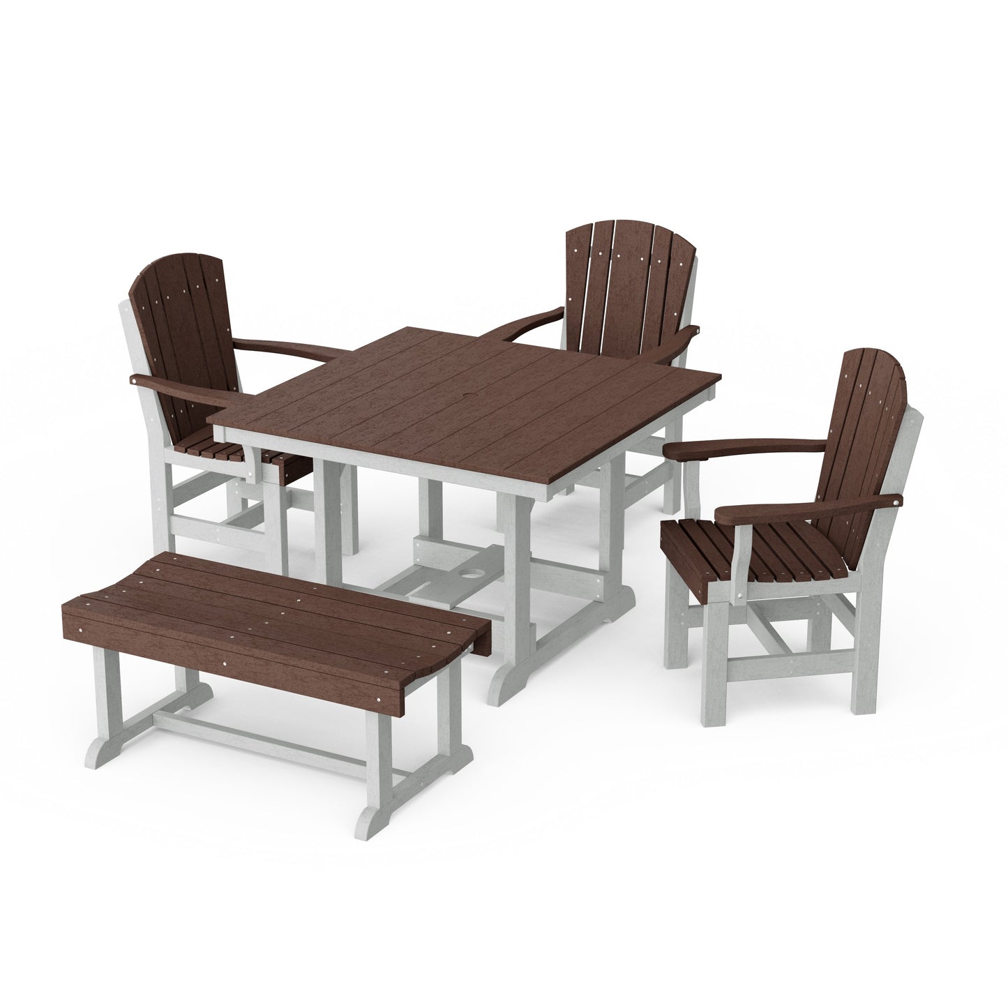 Heritage 5-Piece Square Dining Set with Bench