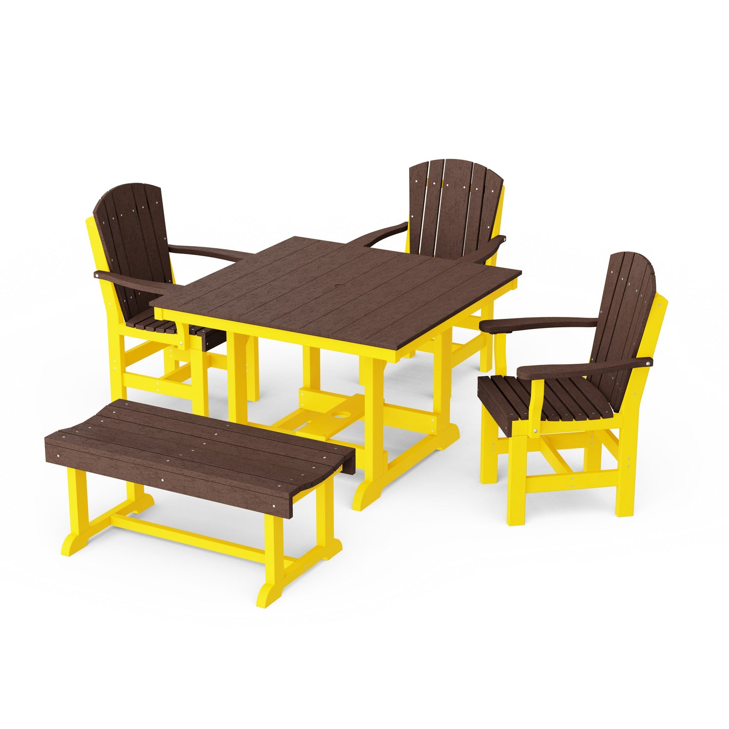 Heritage 5-Piece Square Dining Set with Bench
