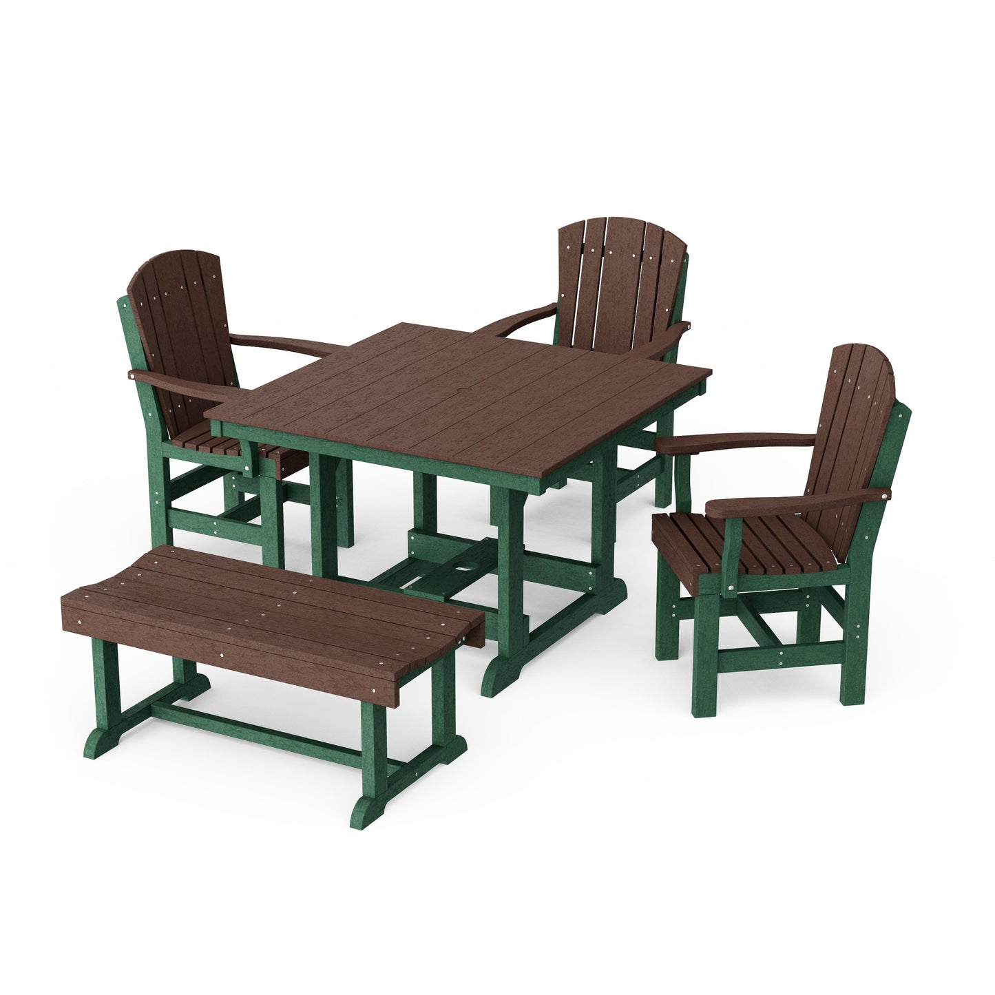 Heritage 5-Piece Square Dining Set with Bench