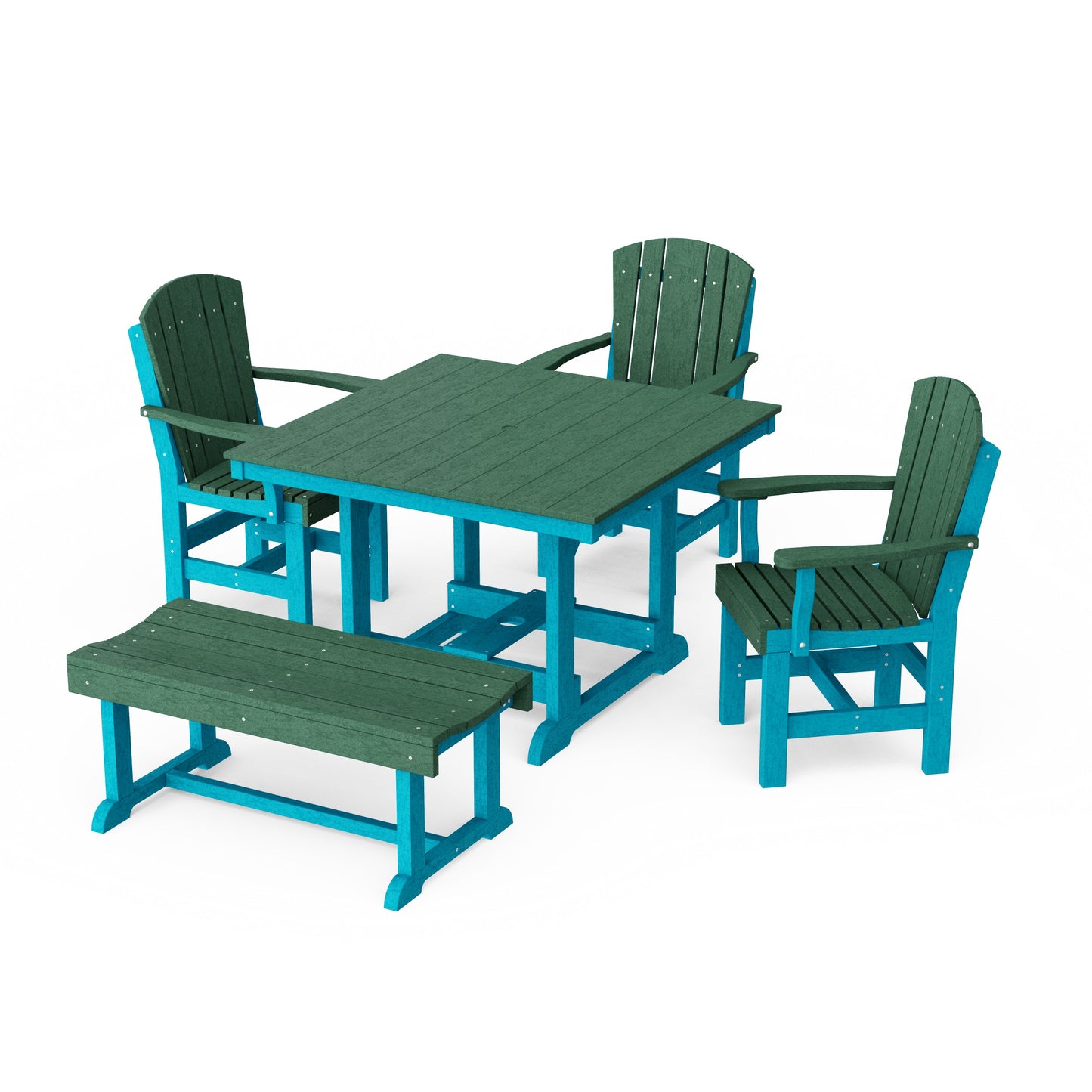 Heritage 5-Piece Square Dining Set with Bench