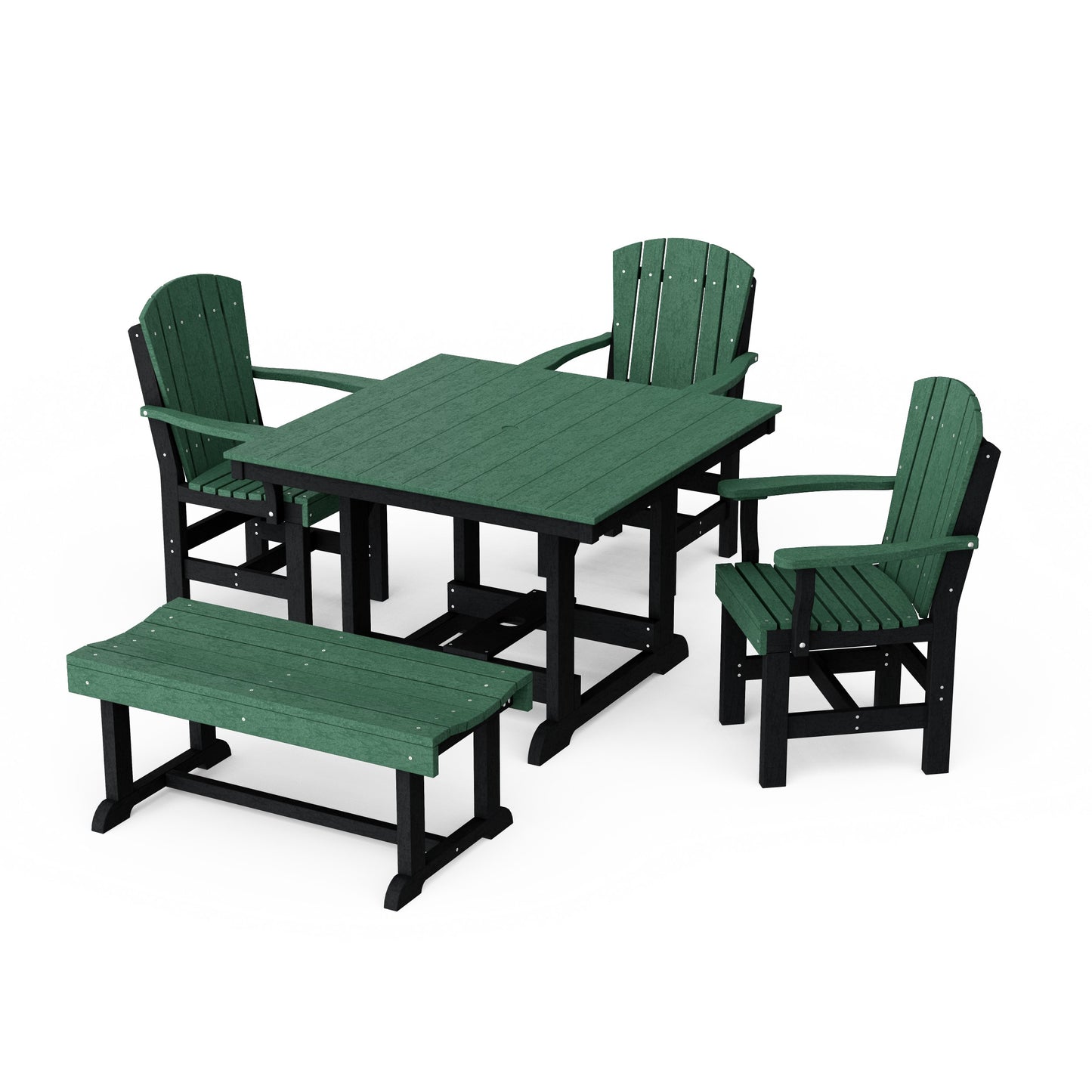 Heritage 5-Piece Square Dining Set with Bench