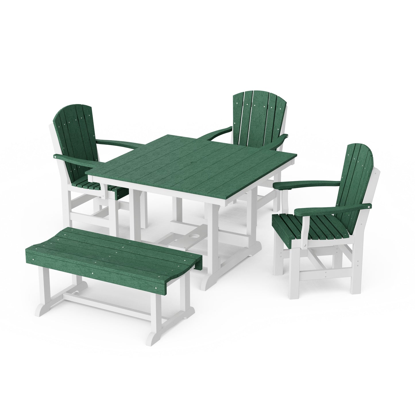 Heritage 5-Piece Square Dining Set with Bench