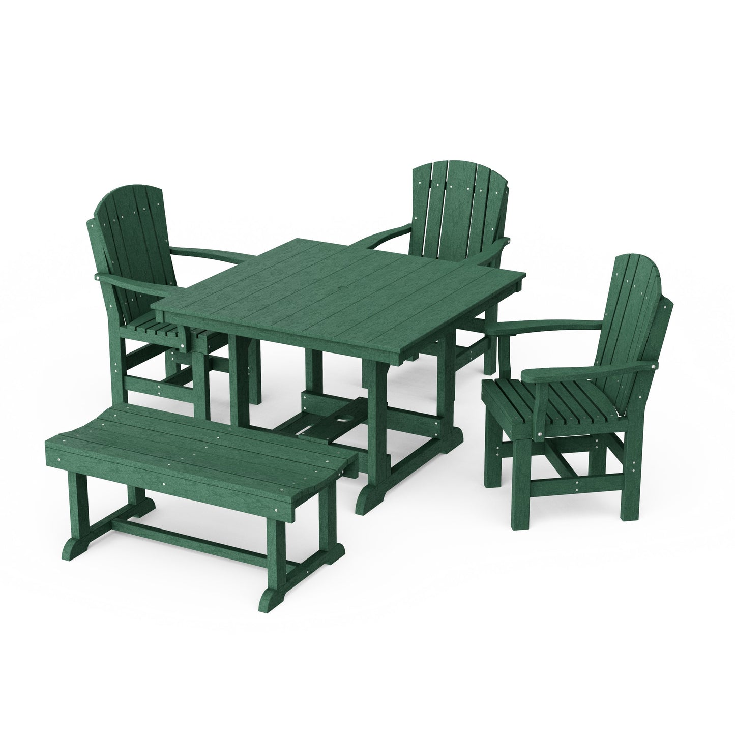 Heritage 5-Piece Square Dining Set with Bench