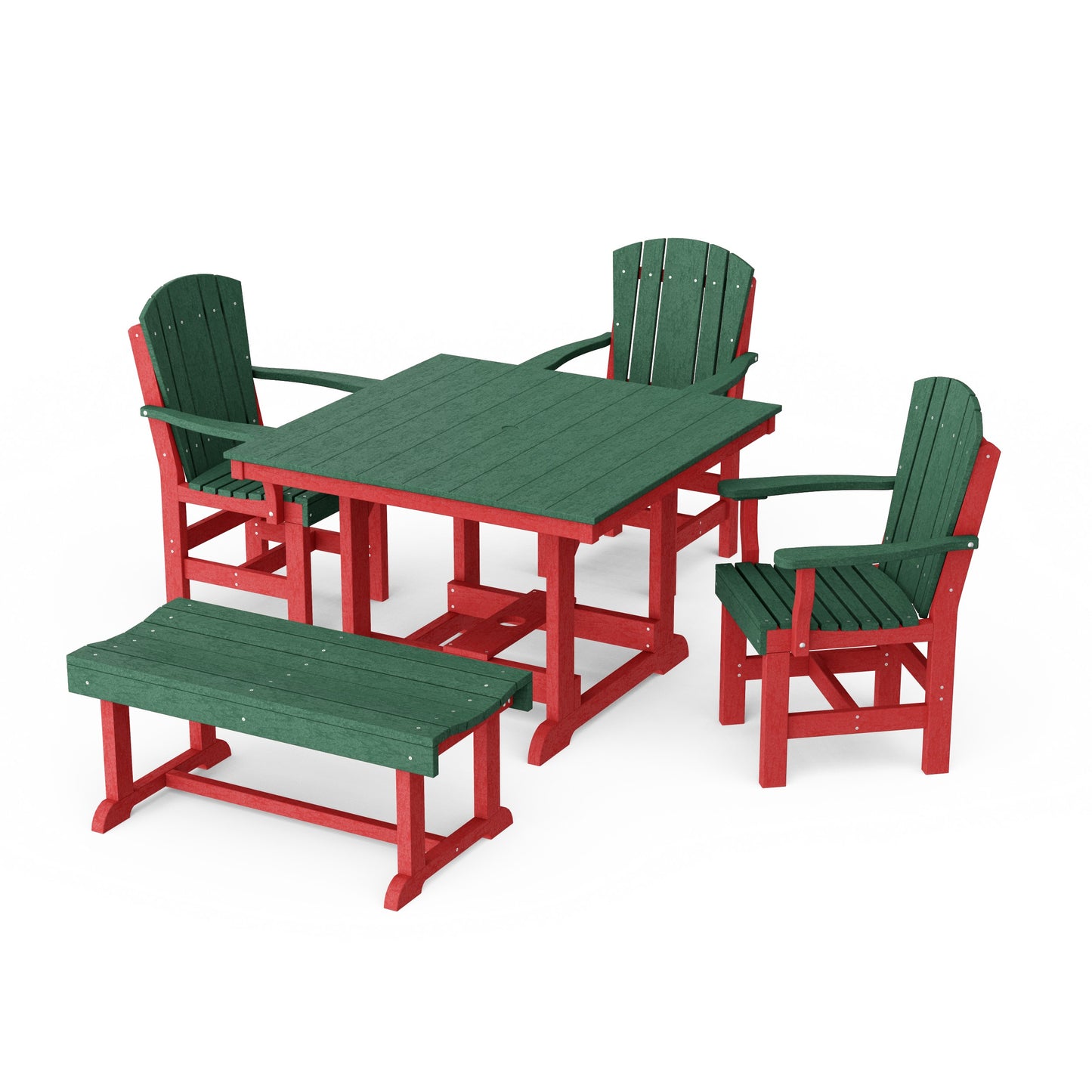 Heritage 5-Piece Square Dining Set with Bench