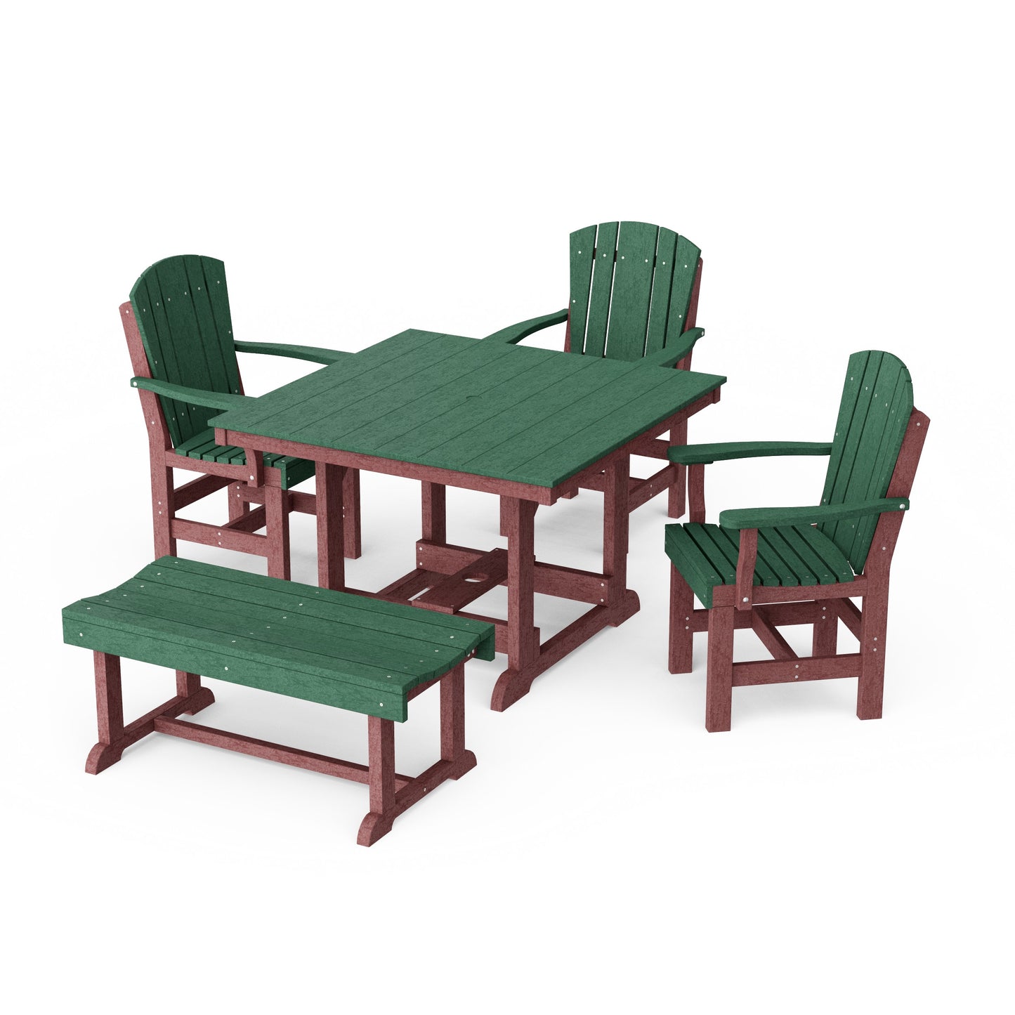 Heritage 5-Piece Square Dining Set with Bench