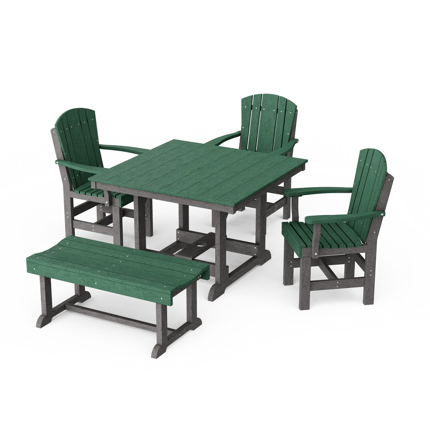 Heritage 5-Piece Square Dining Set with Bench