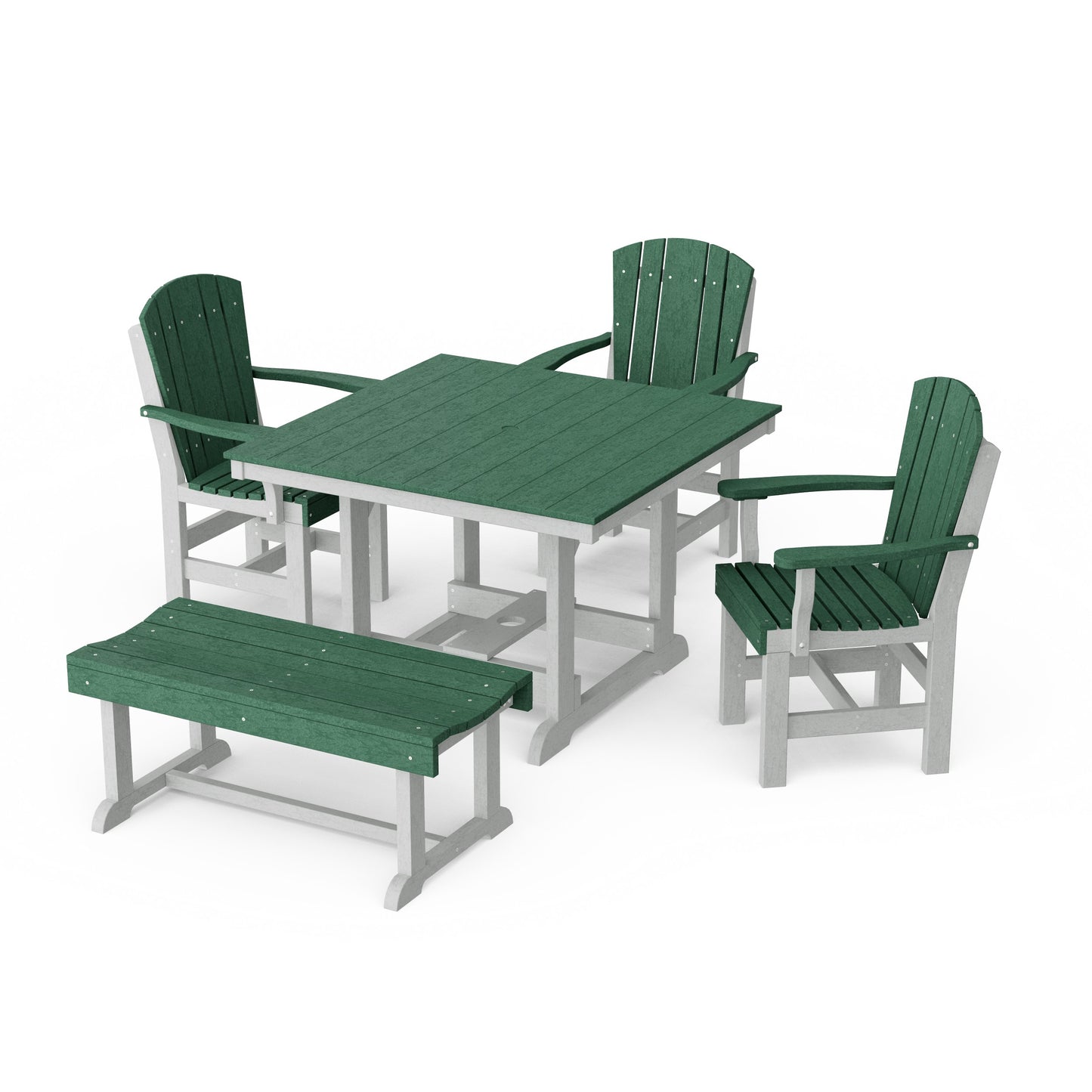 Heritage 5-Piece Square Dining Set with Bench