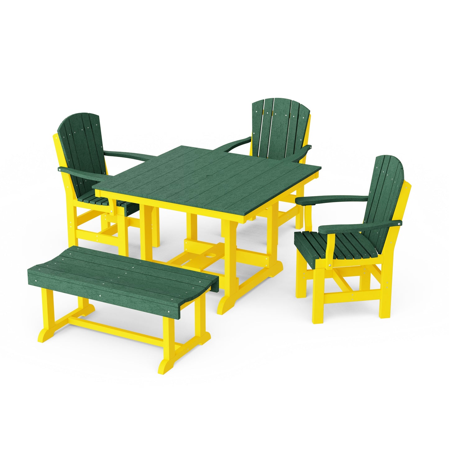 Heritage 5-Piece Square Dining Set with Bench