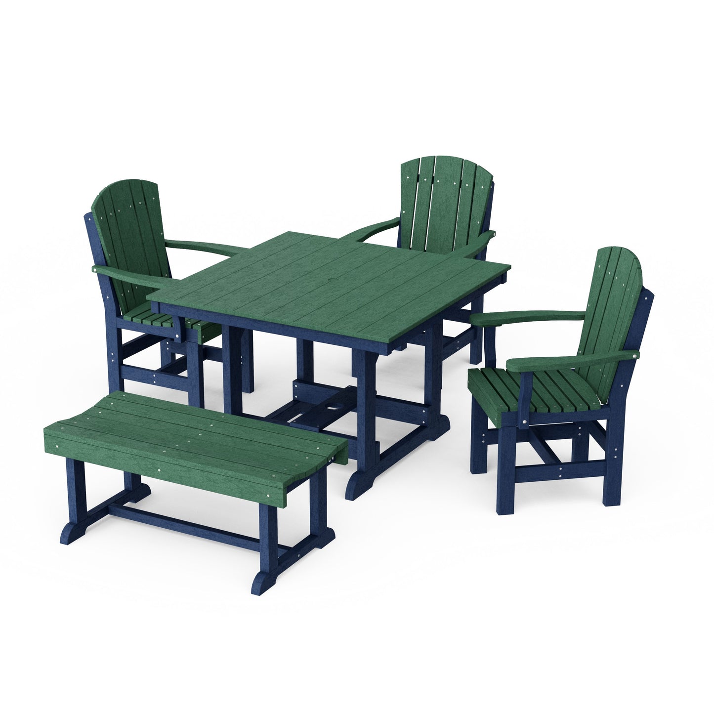 Heritage 5-Piece Square Dining Set with Bench