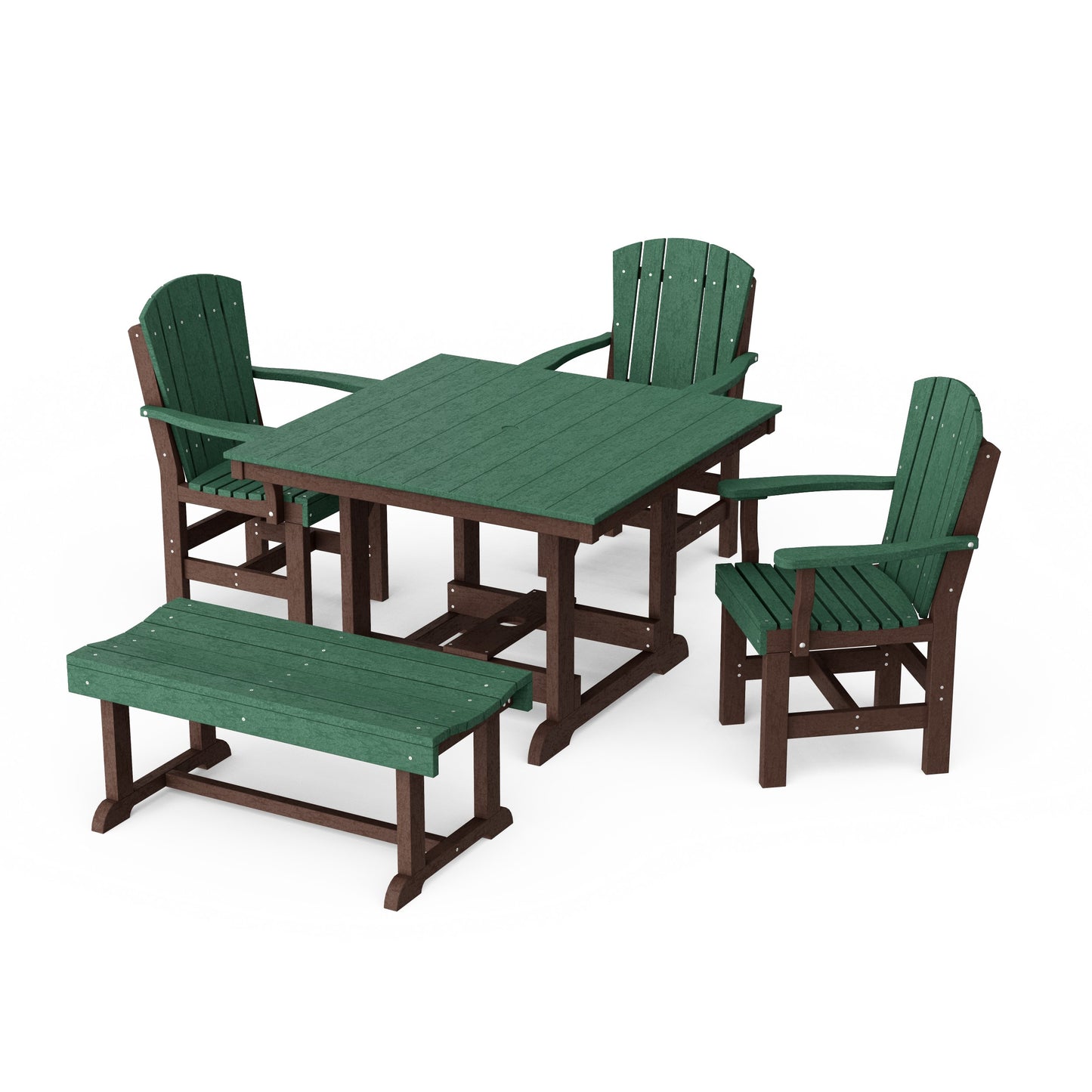 Heritage 5-Piece Square Dining Set with Bench
