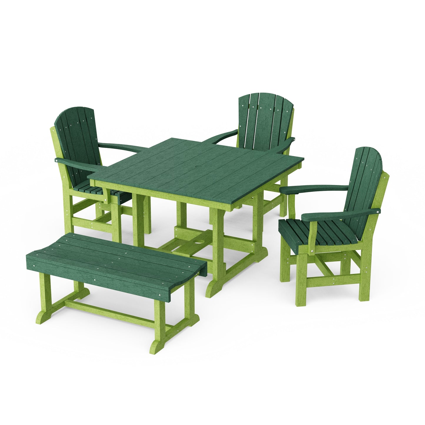 Heritage 5-Piece Square Dining Set with Bench