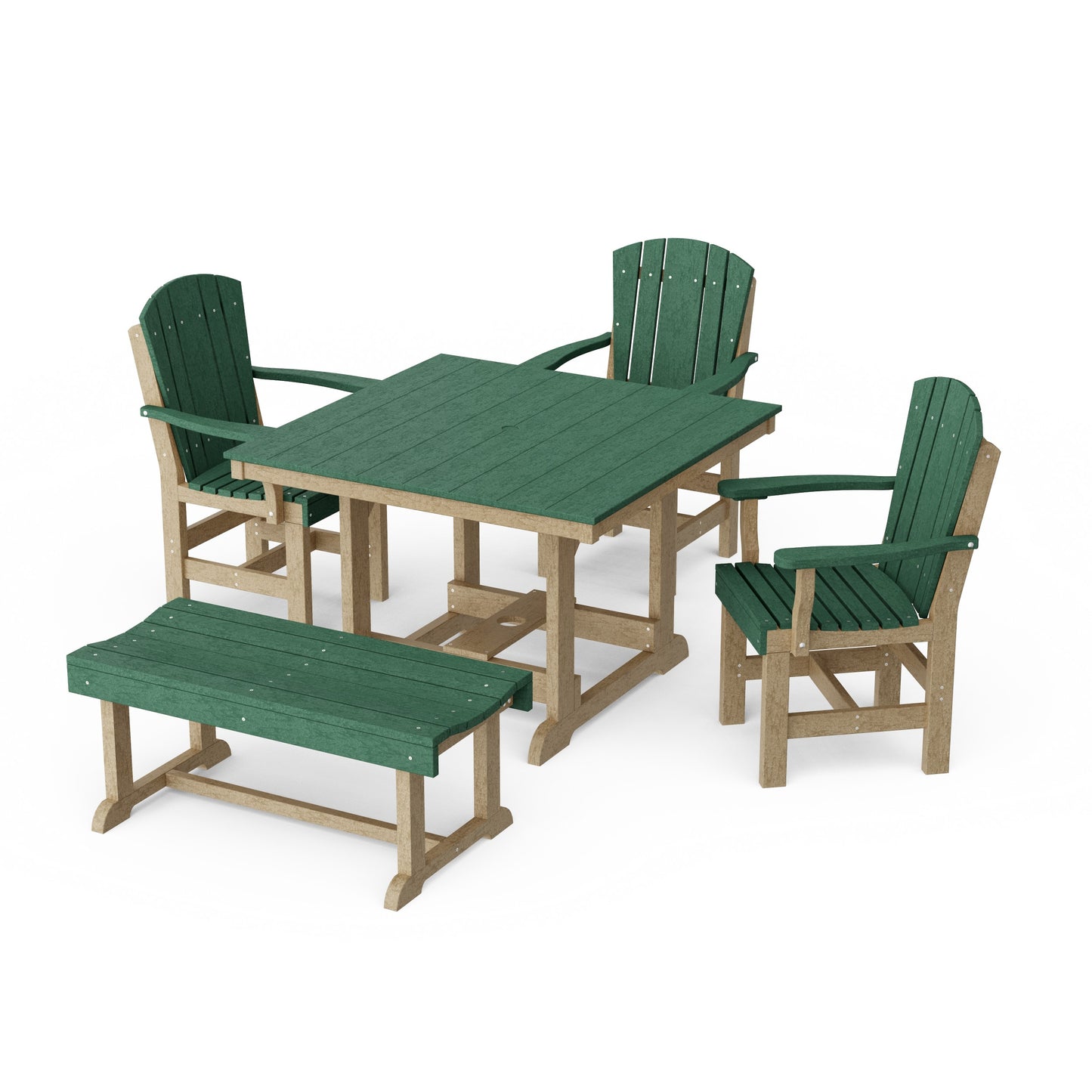 Heritage 5-Piece Square Dining Set with Bench