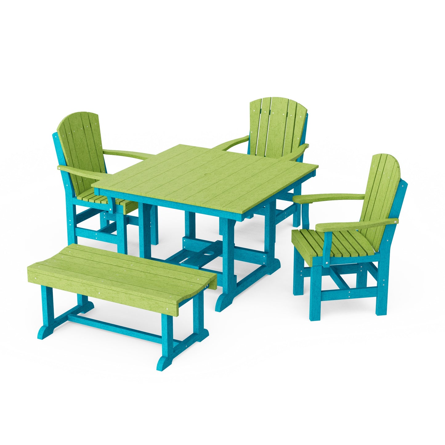 Heritage 5-Piece Square Dining Set with Bench