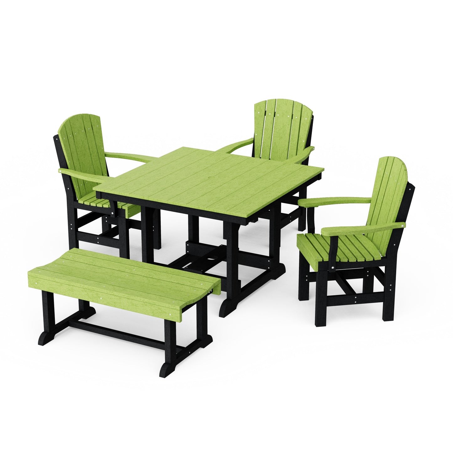 Heritage 5-Piece Square Dining Set with Bench