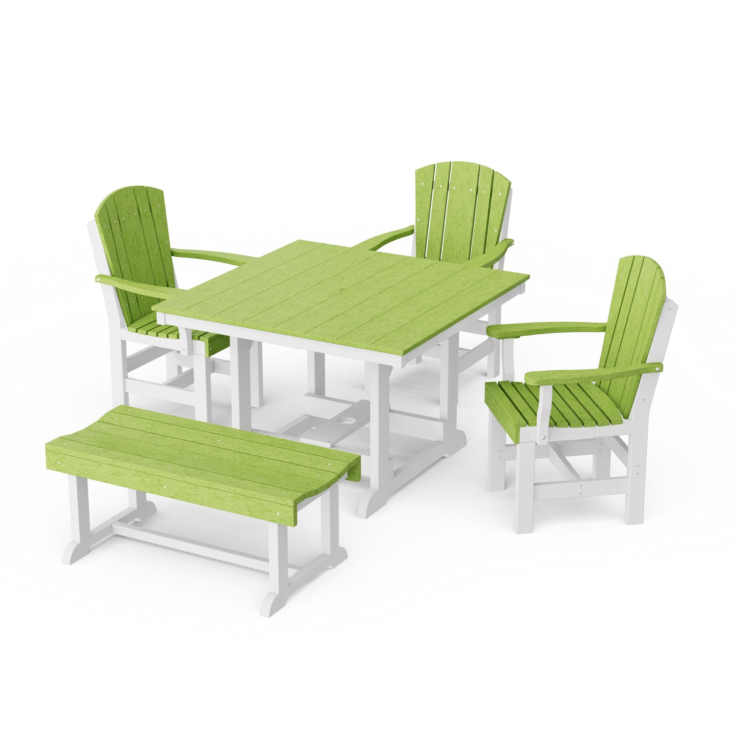 Heritage 5-Piece Square Dining Set with Bench