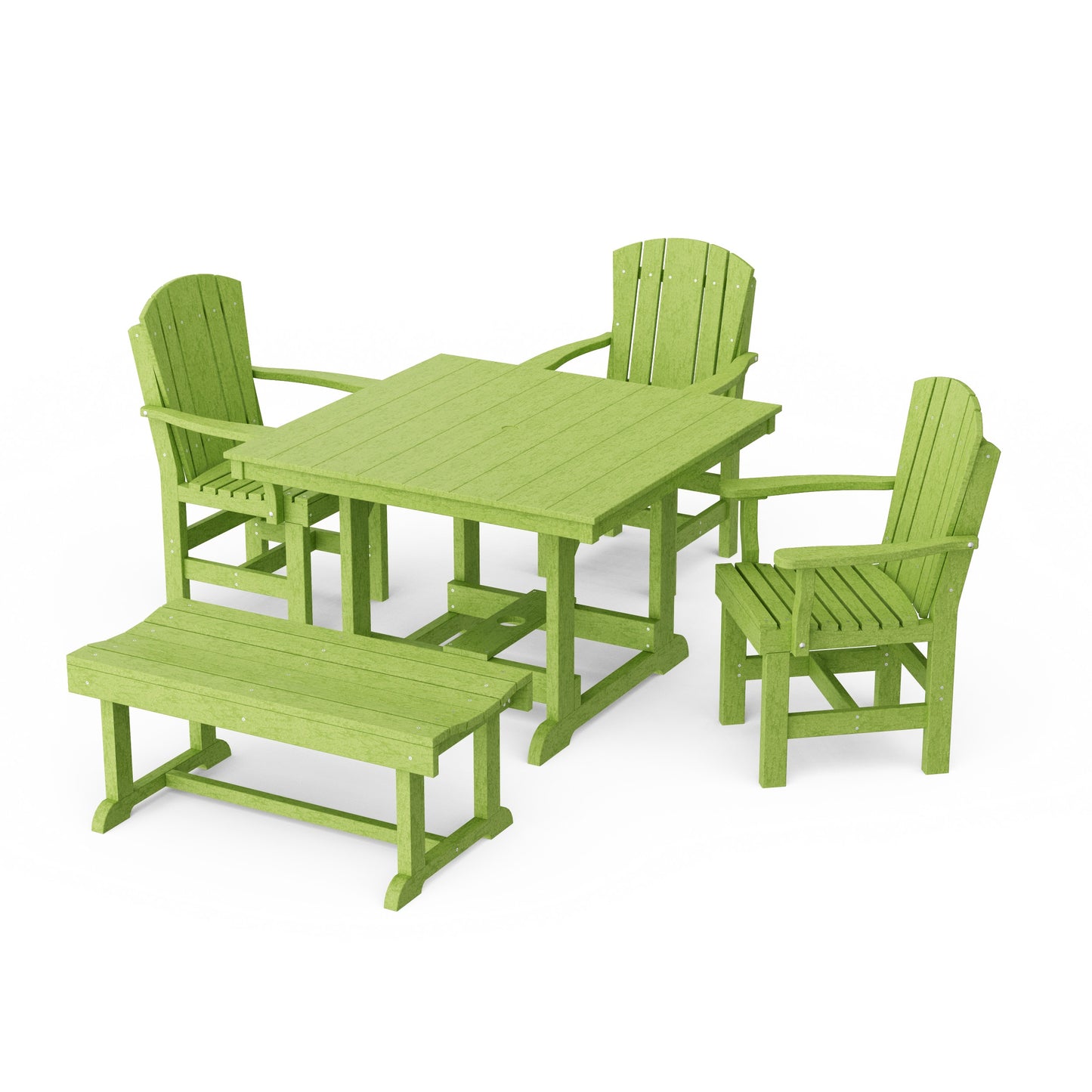 Heritage 5-Piece Square Dining Set with Bench