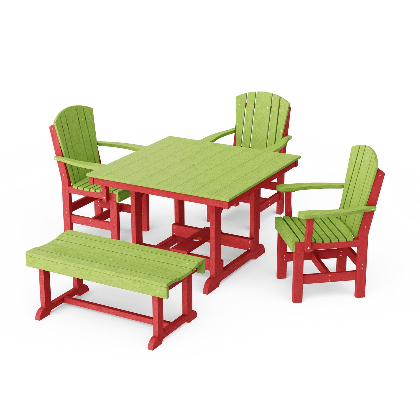 Heritage 5-Piece Square Dining Set with Bench