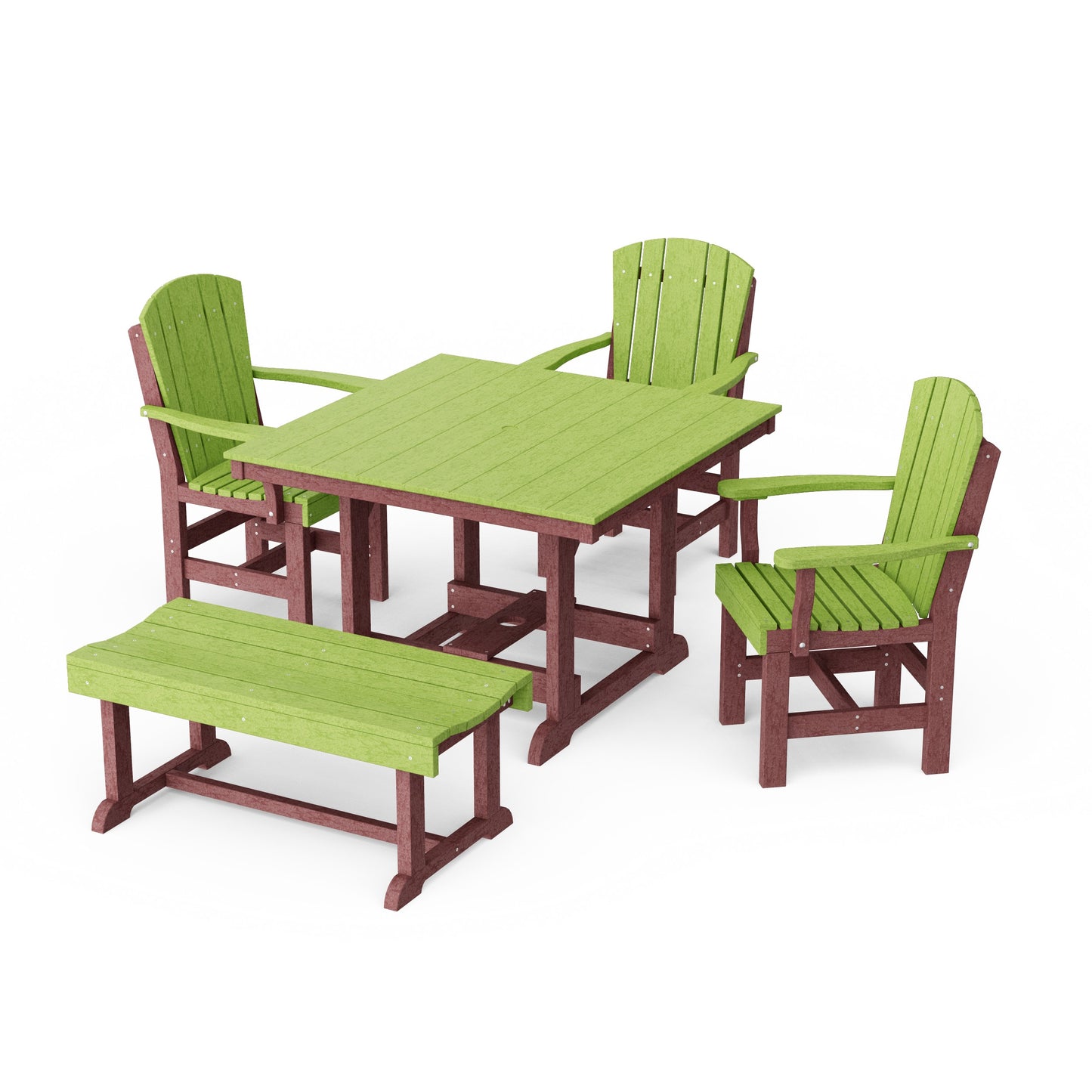 Heritage 5-Piece Square Dining Set with Bench
