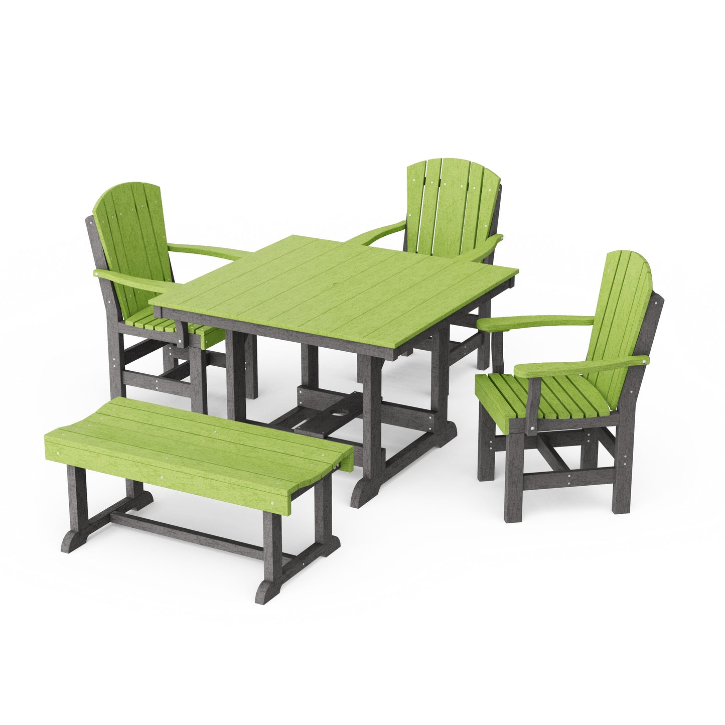 Heritage 5-Piece Square Dining Set with Bench