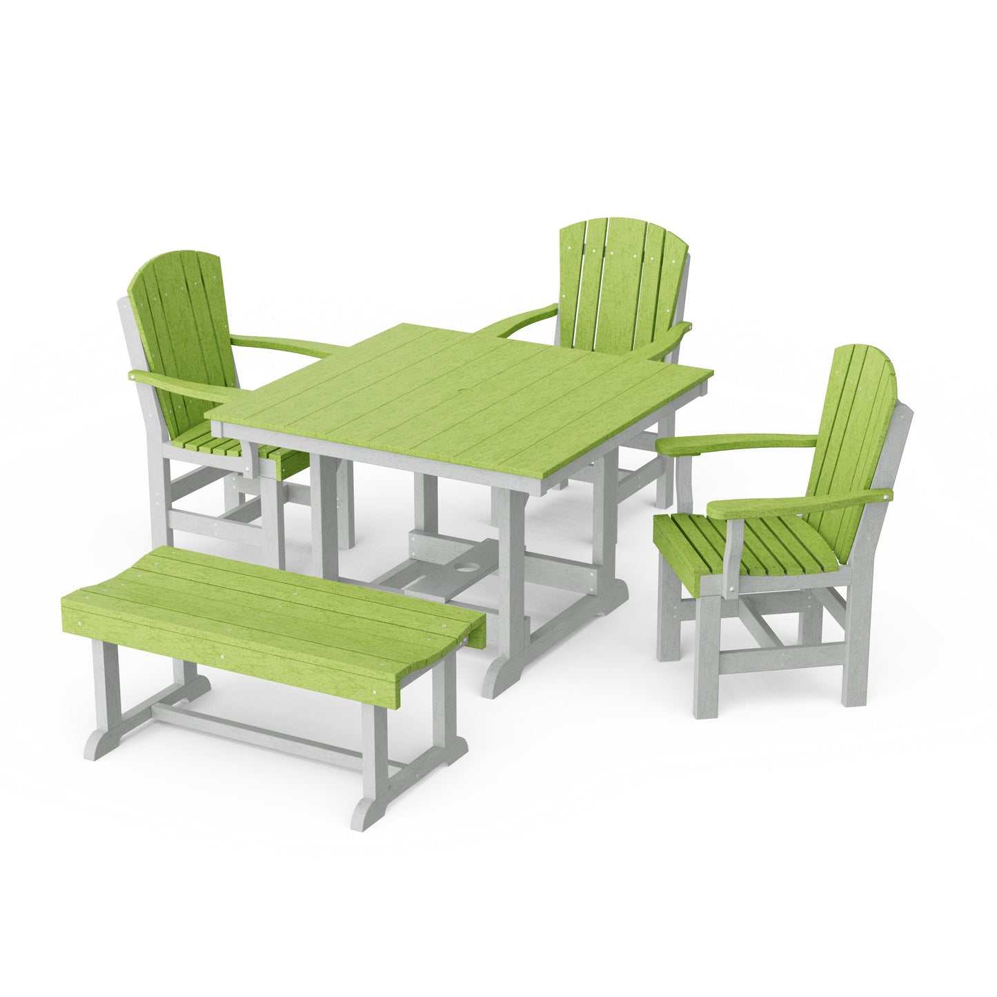 Heritage 5-Piece Square Dining Set with Bench