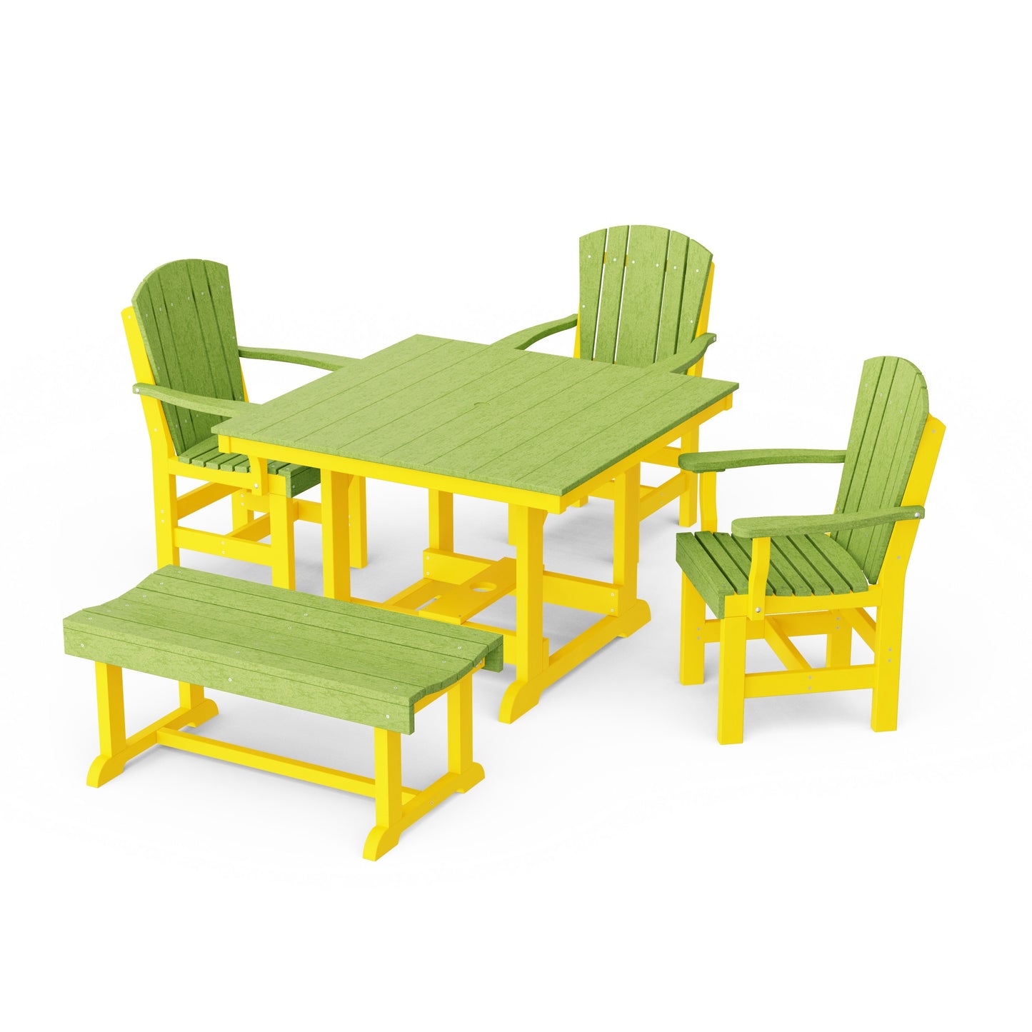 Heritage 5-Piece Square Dining Set with Bench