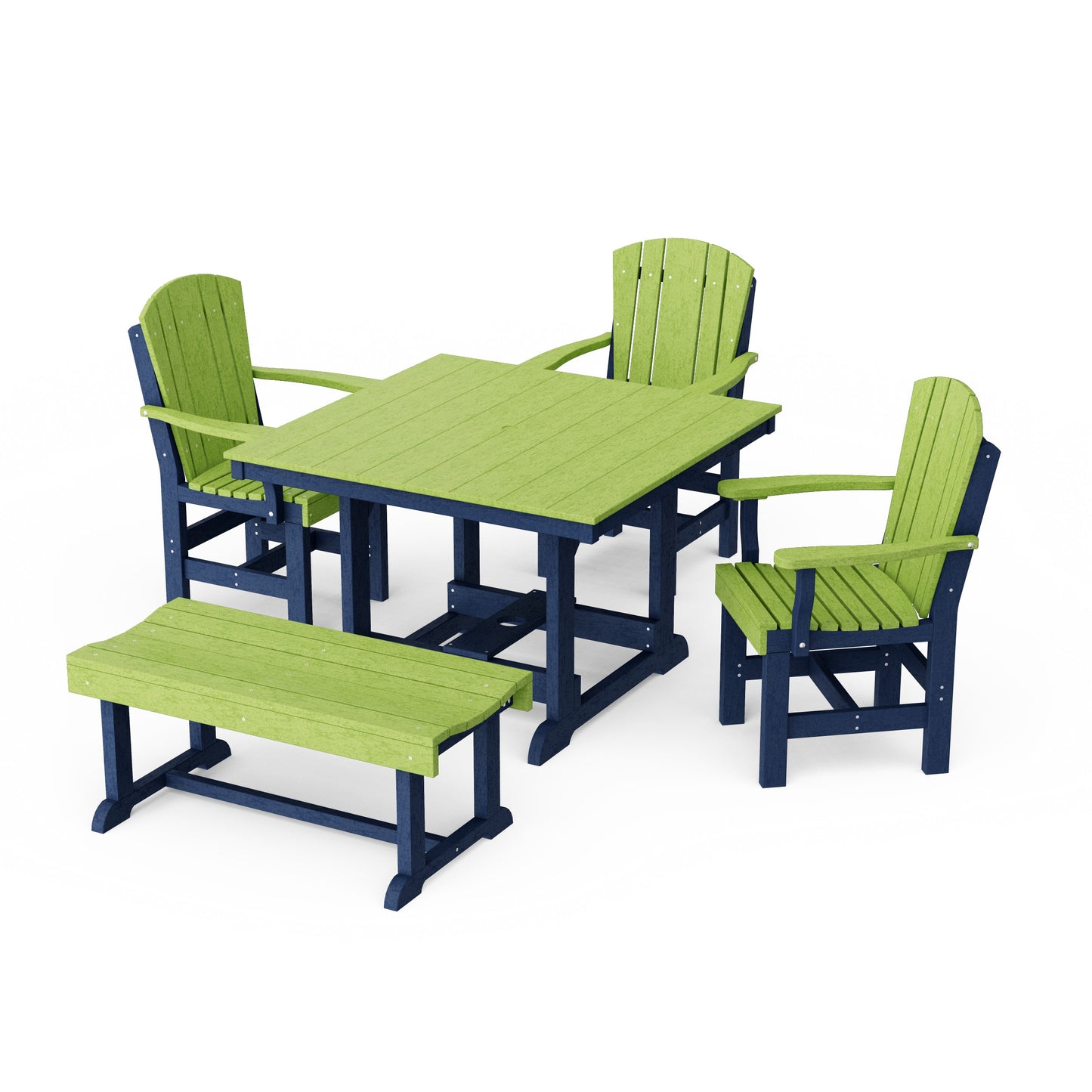 Heritage 5-Piece Square Dining Set with Bench