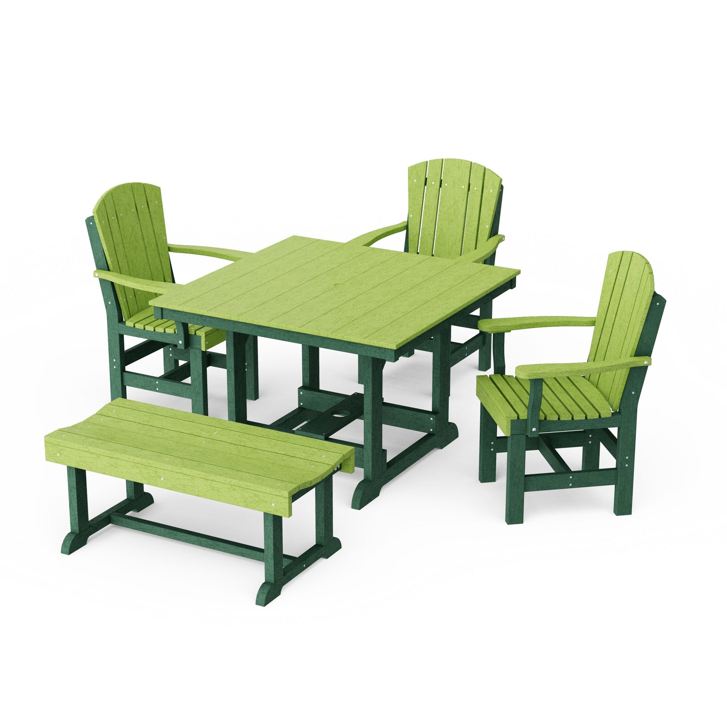 Heritage 5-Piece Square Dining Set with Bench