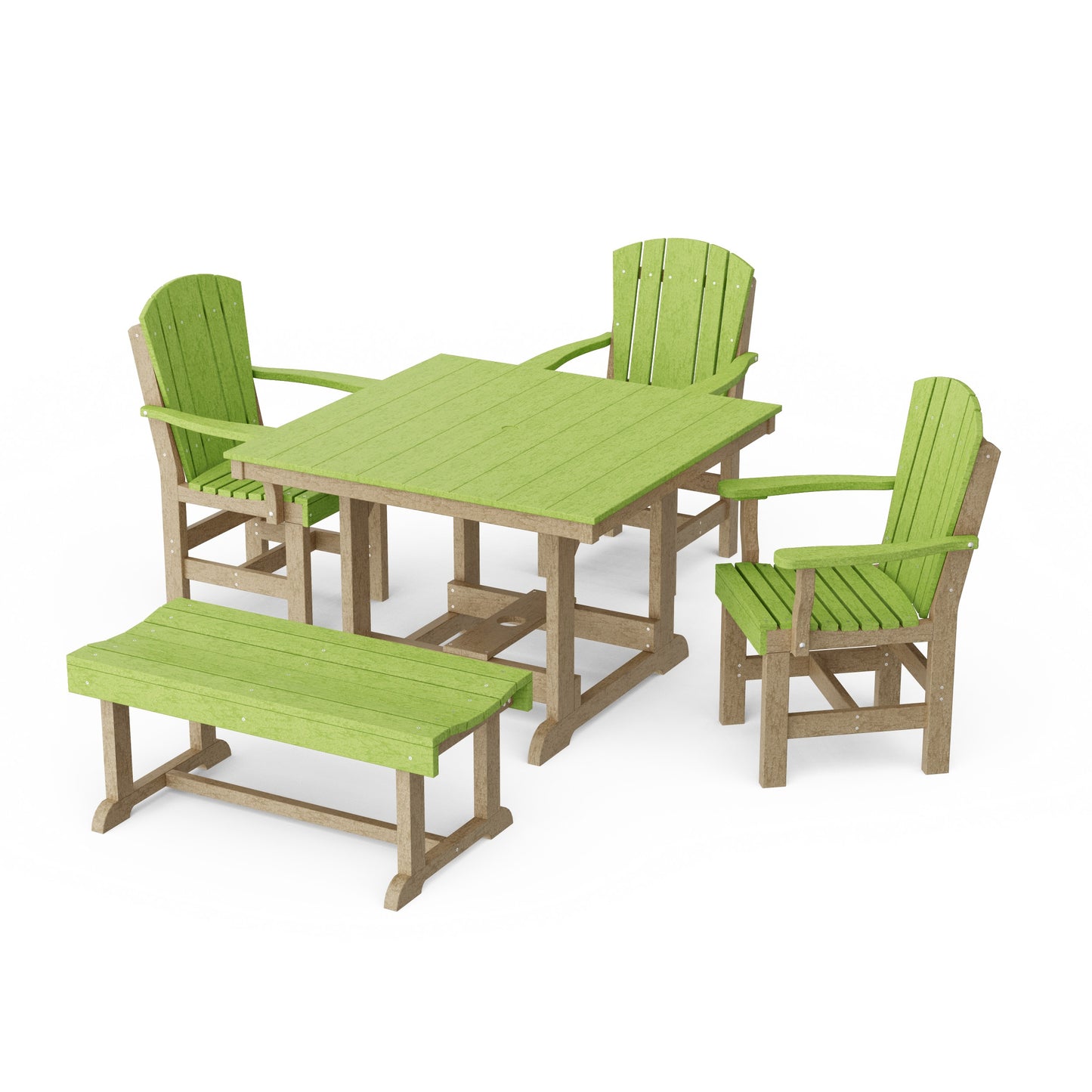 Heritage 5-Piece Square Dining Set with Bench