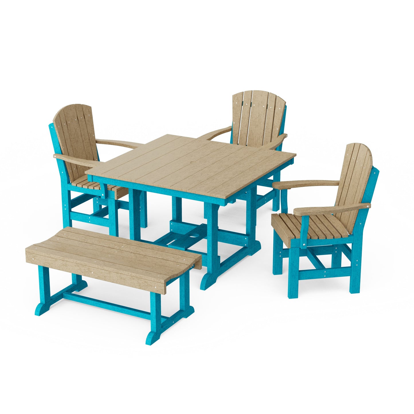 Heritage 5-Piece Square Dining Set with Bench