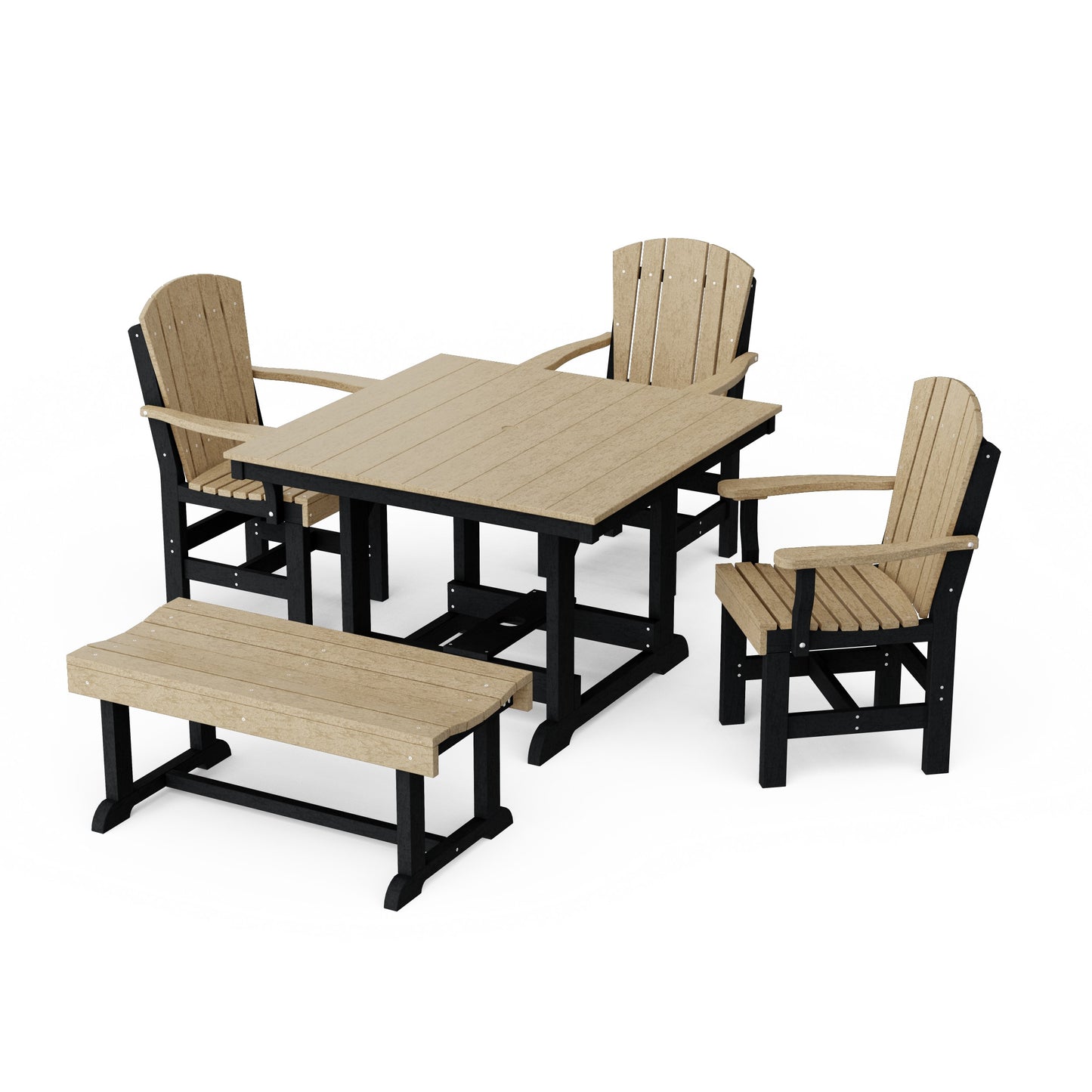 Heritage 5-Piece Square Dining Set with Bench