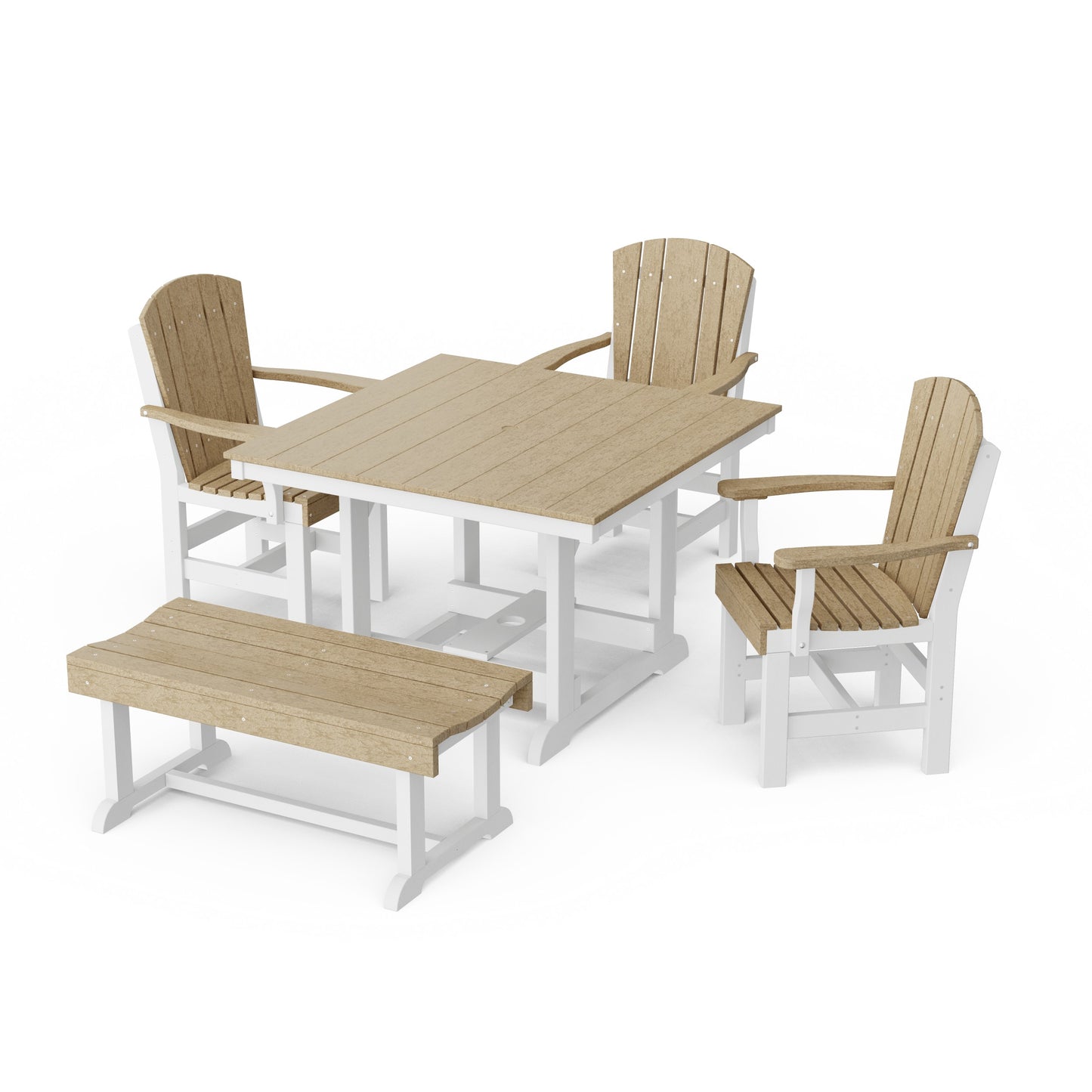 Heritage 5-Piece Square Dining Set with Bench