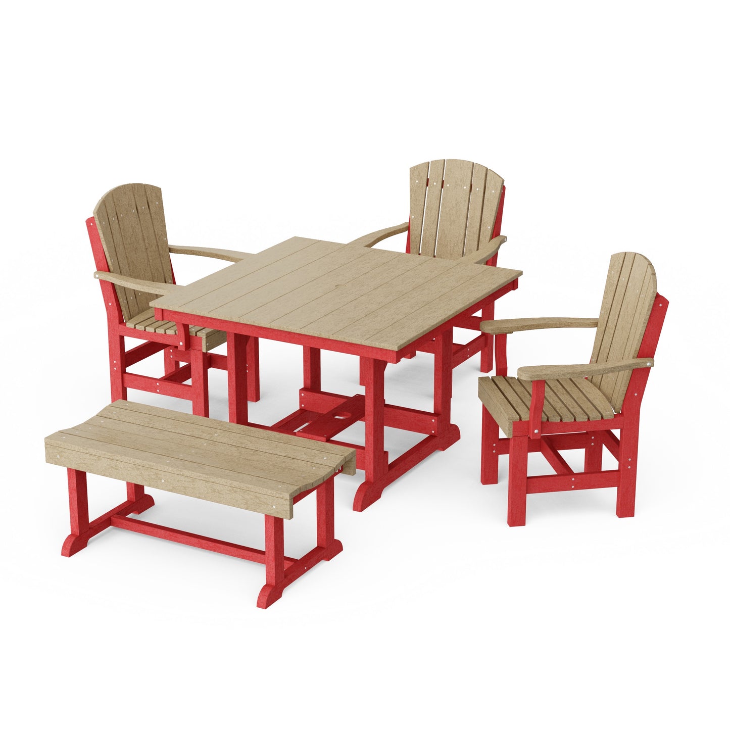 Heritage 5-Piece Square Dining Set with Bench