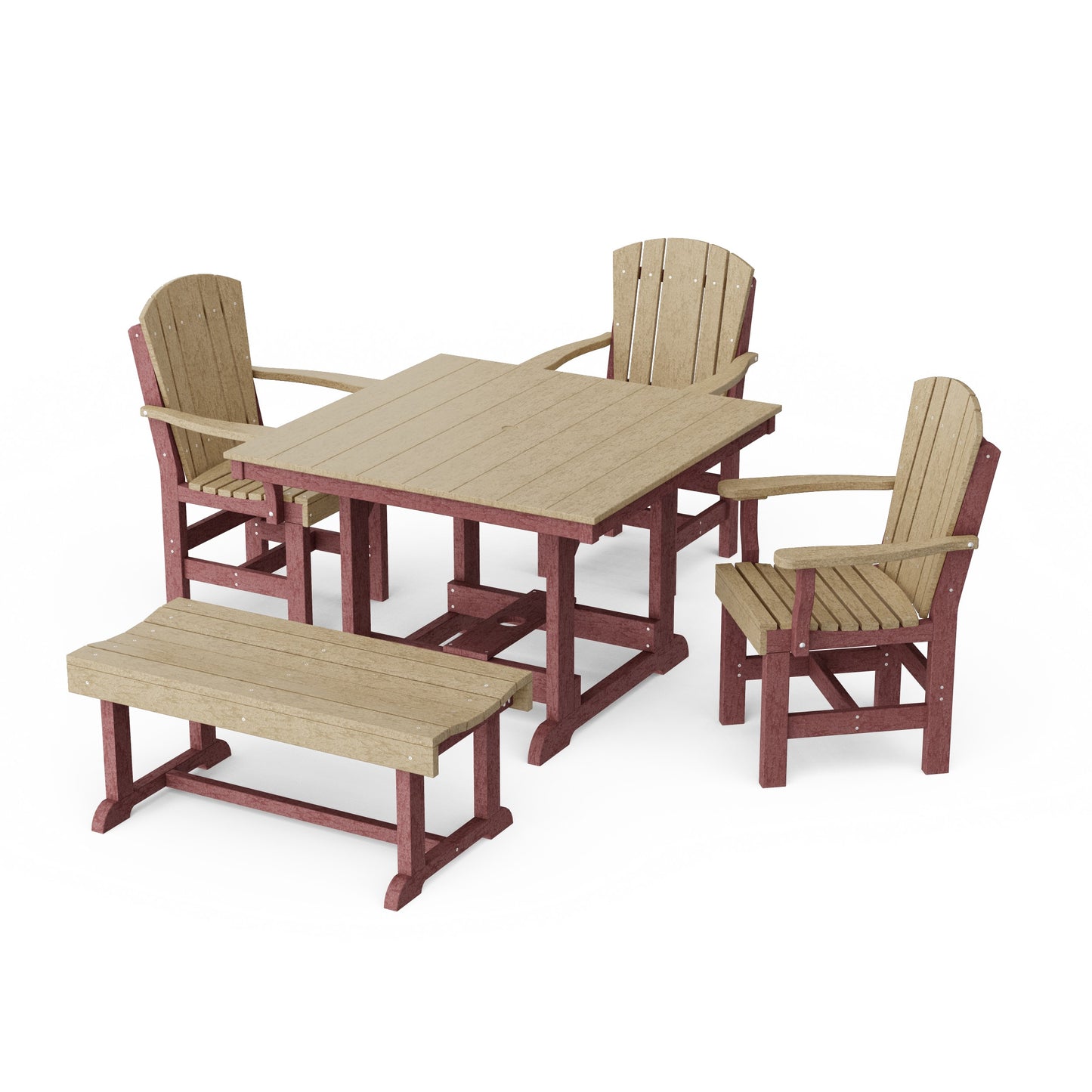 Heritage 5-Piece Square Dining Set with Bench
