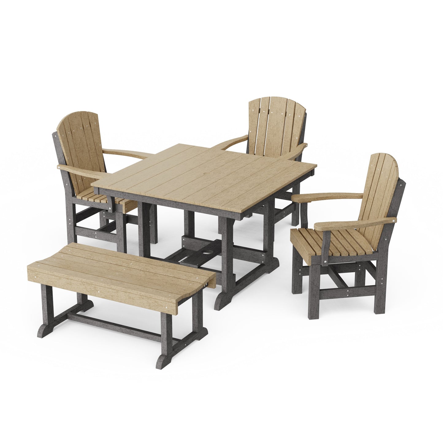 Heritage 5-Piece Square Dining Set with Bench