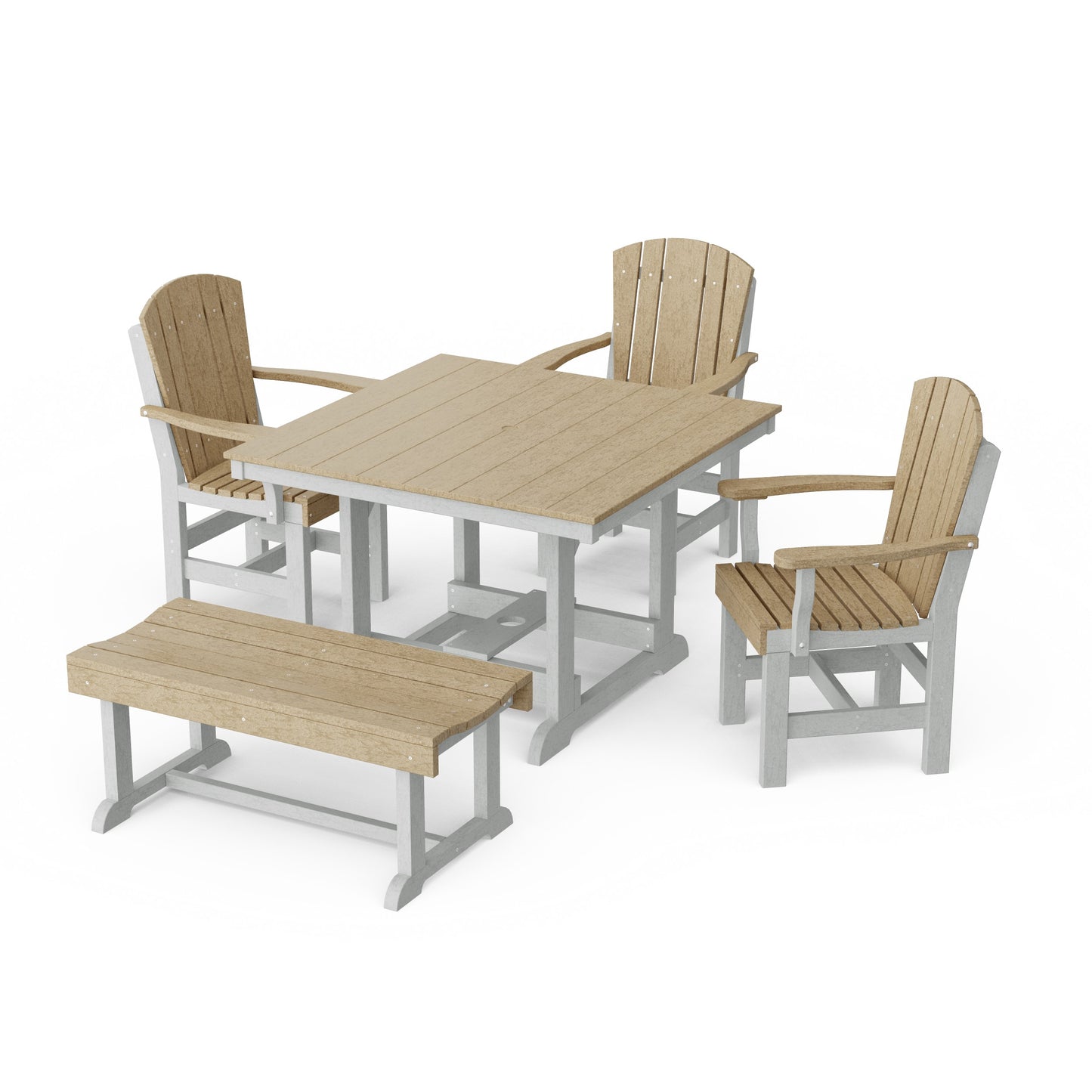 Heritage 5-Piece Square Dining Set with Bench