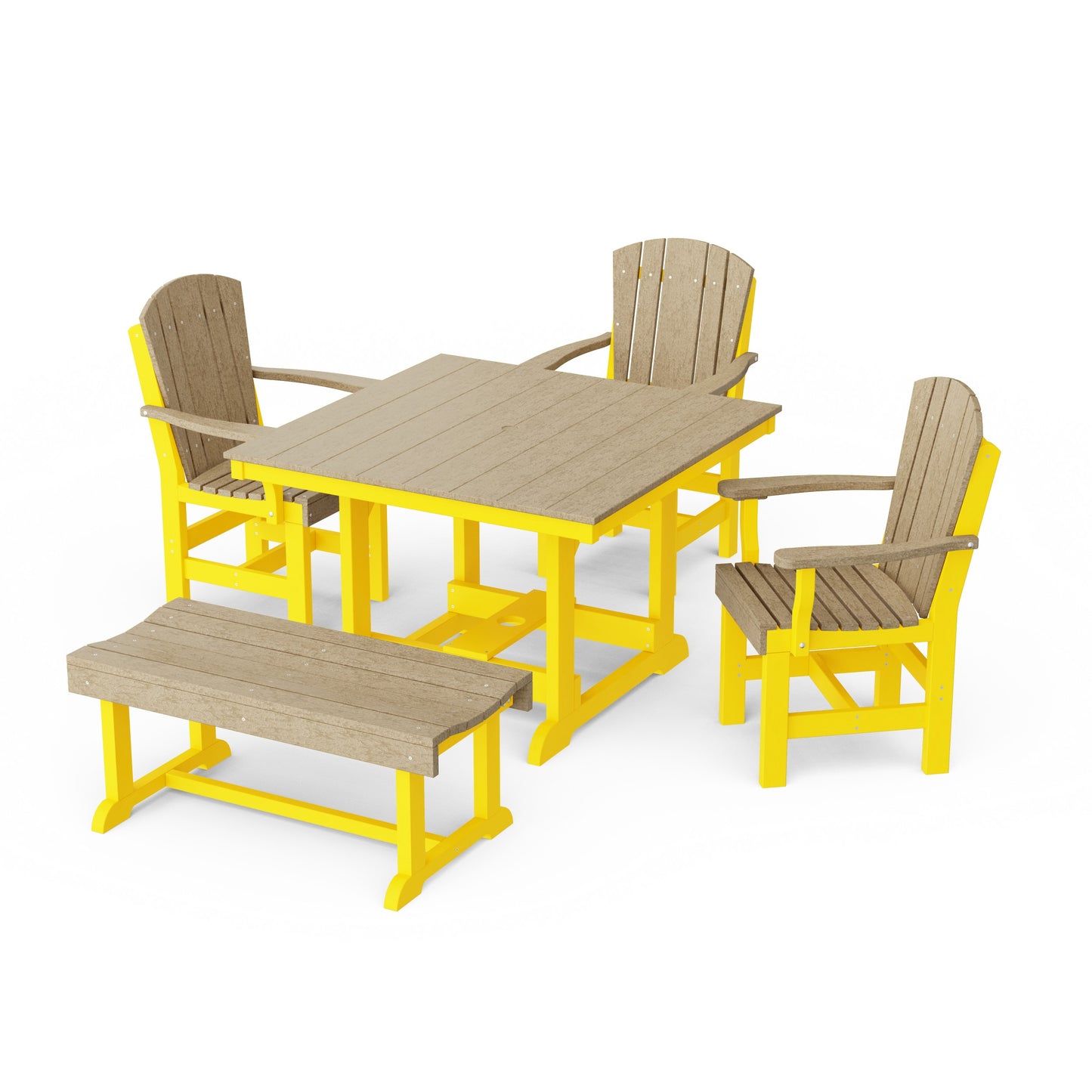 Heritage 5-Piece Square Dining Set with Bench