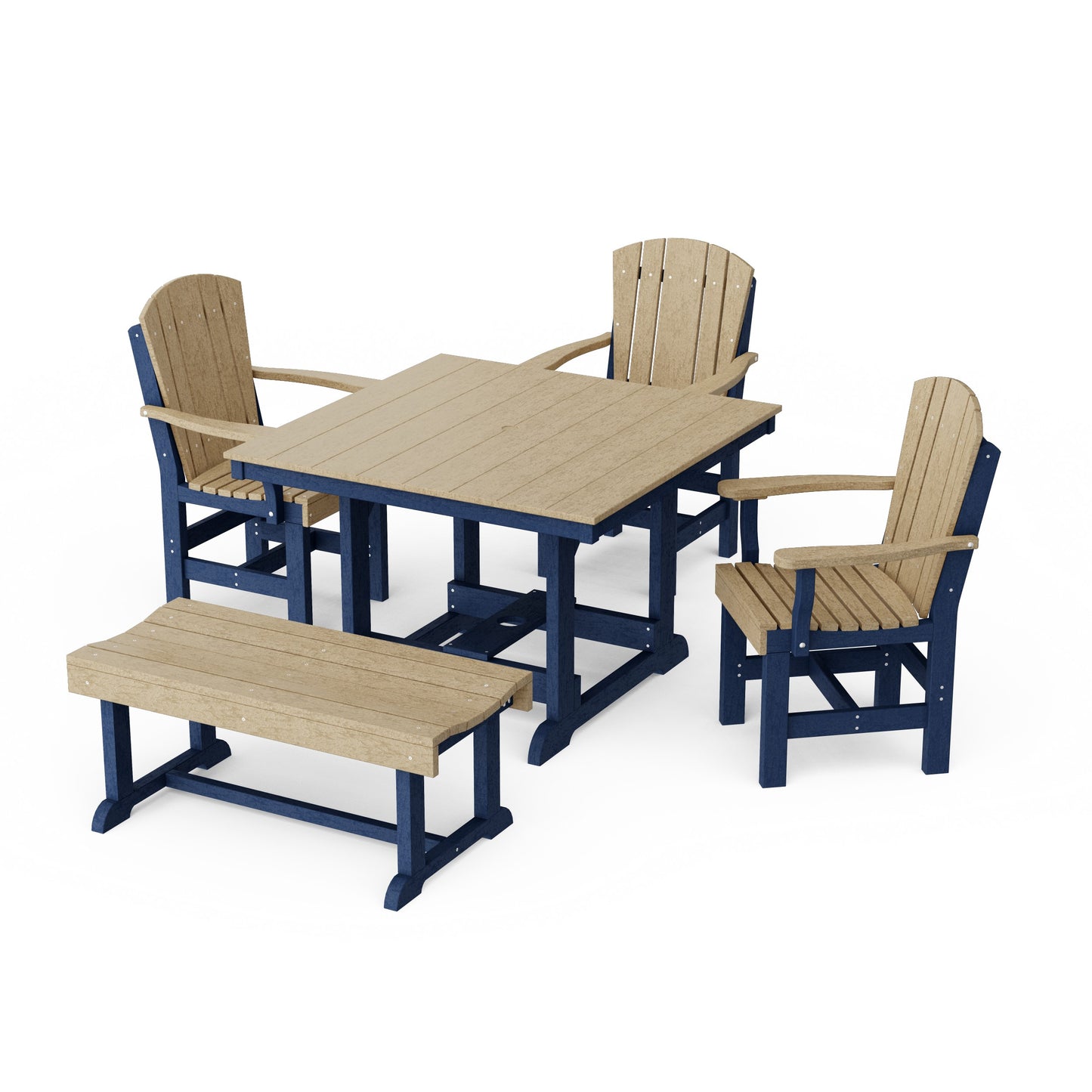 Heritage 5-Piece Square Dining Set with Bench