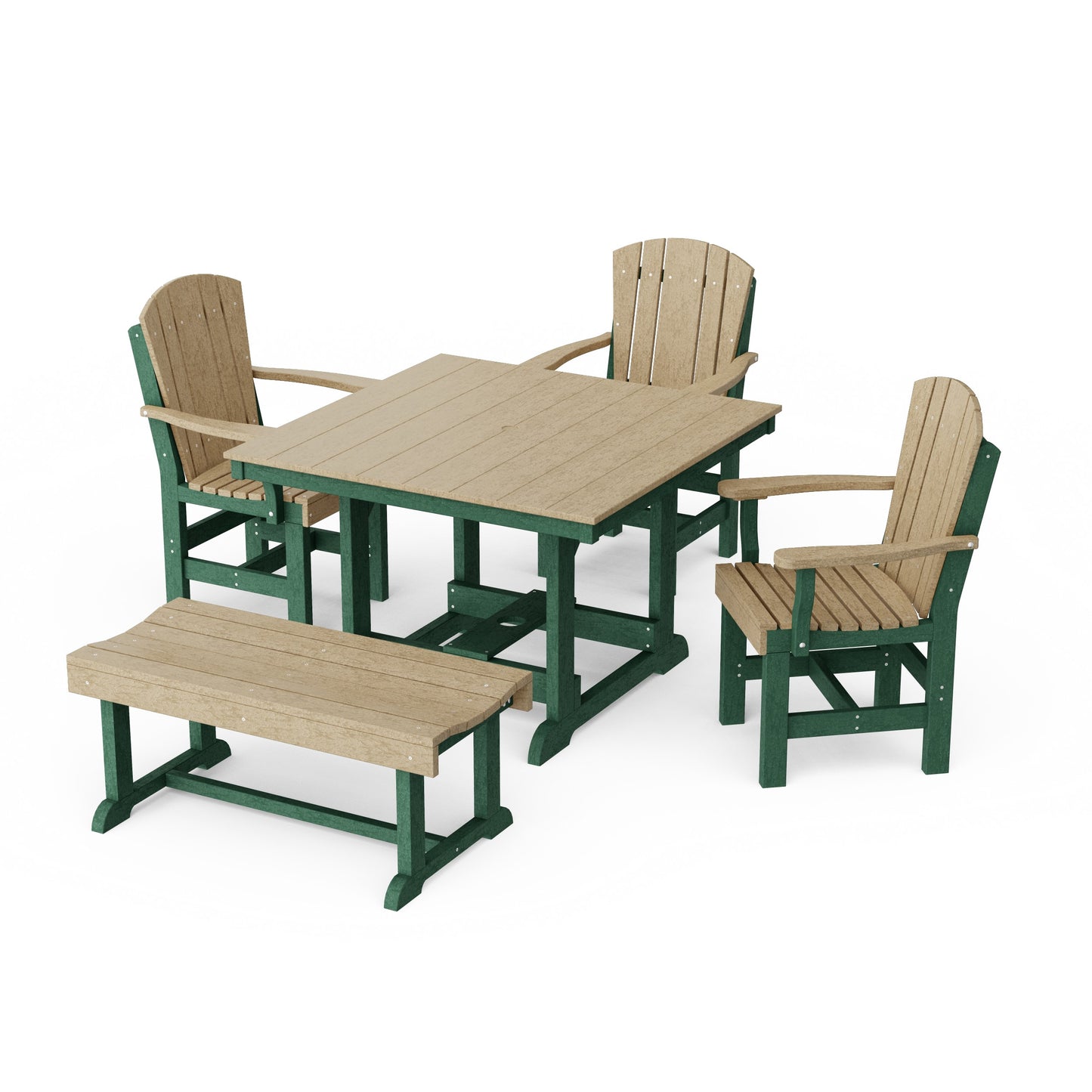 Heritage 5-Piece Square Dining Set with Bench