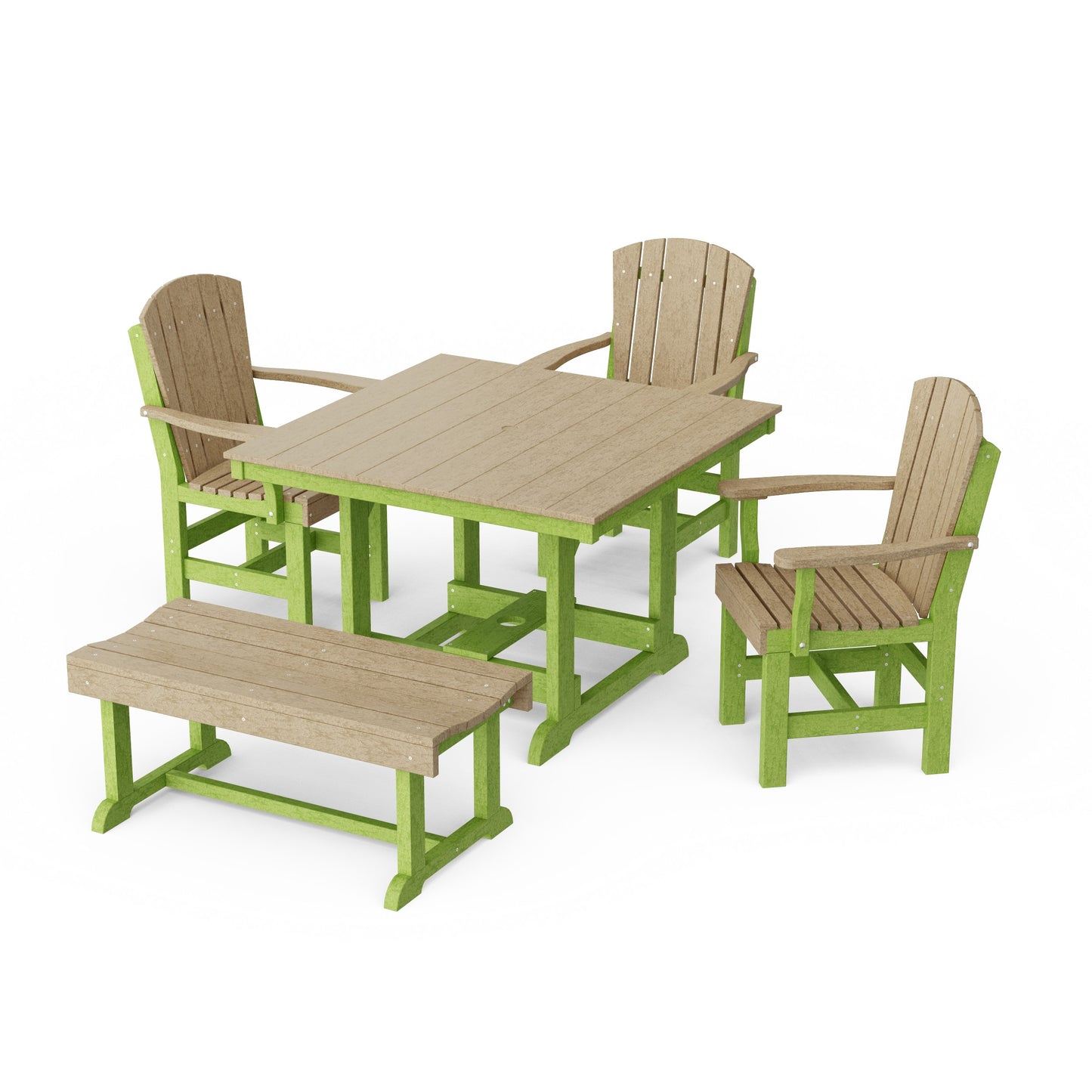 Heritage 5-Piece Square Dining Set with Bench