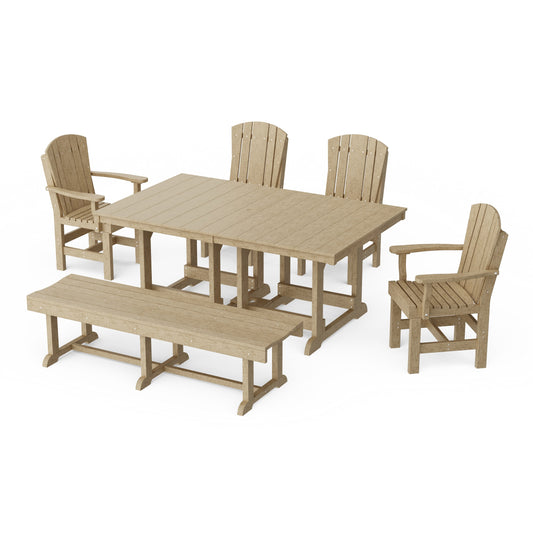 Heritage 6-Piece Rectangular Dining Set with Bench