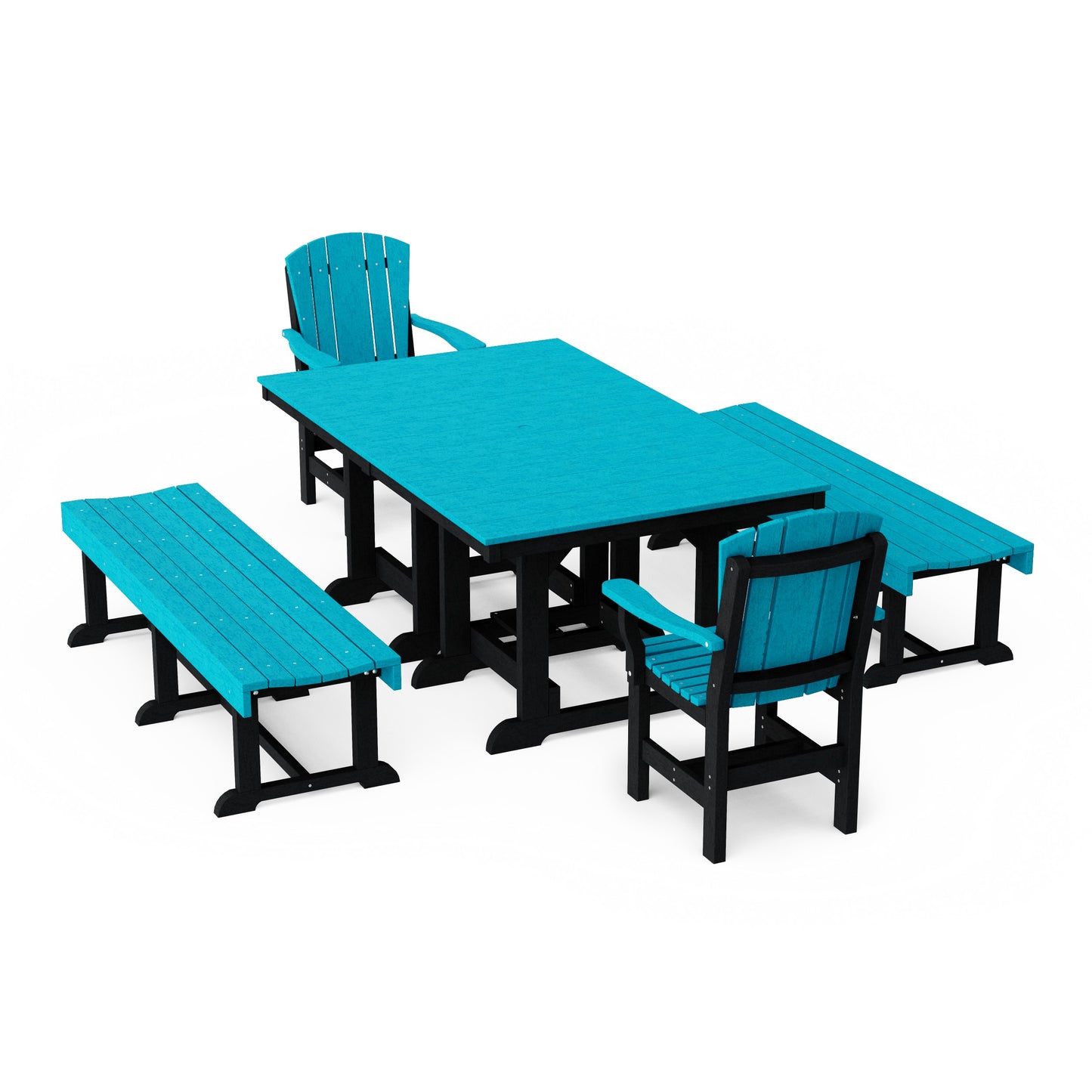 Heritage 5-Piece Rectangular Dining Set with Benches