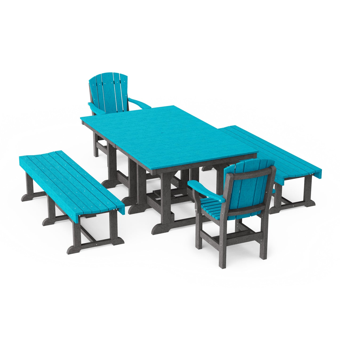 Heritage 5-Piece Rectangular Dining Set with Benches