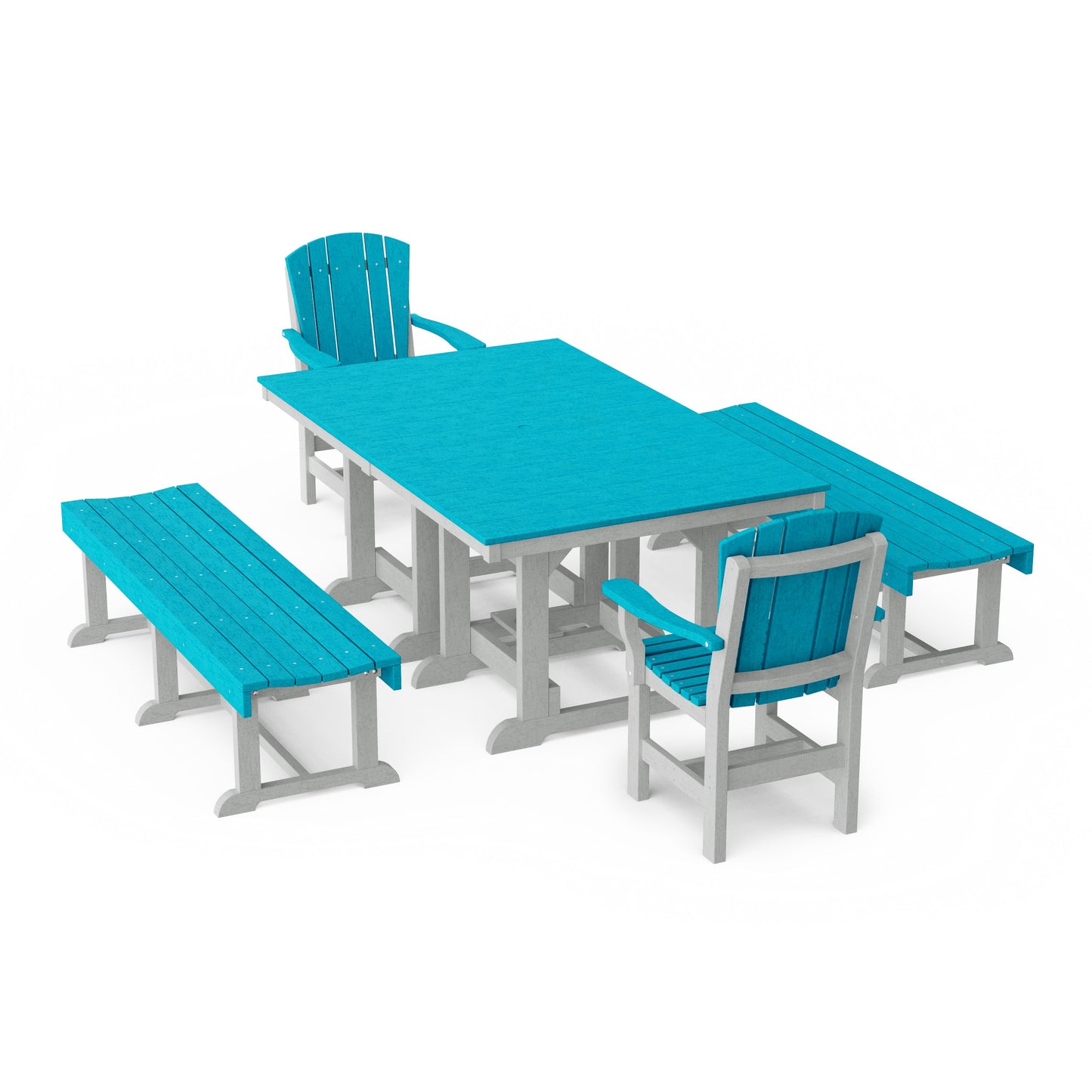 Heritage 5-Piece Rectangular Dining Set with Benches