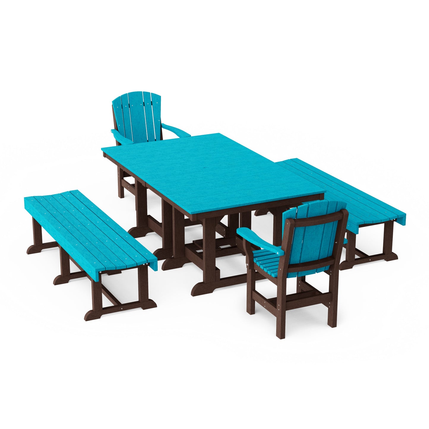 Heritage 5-Piece Rectangular Dining Set with Benches