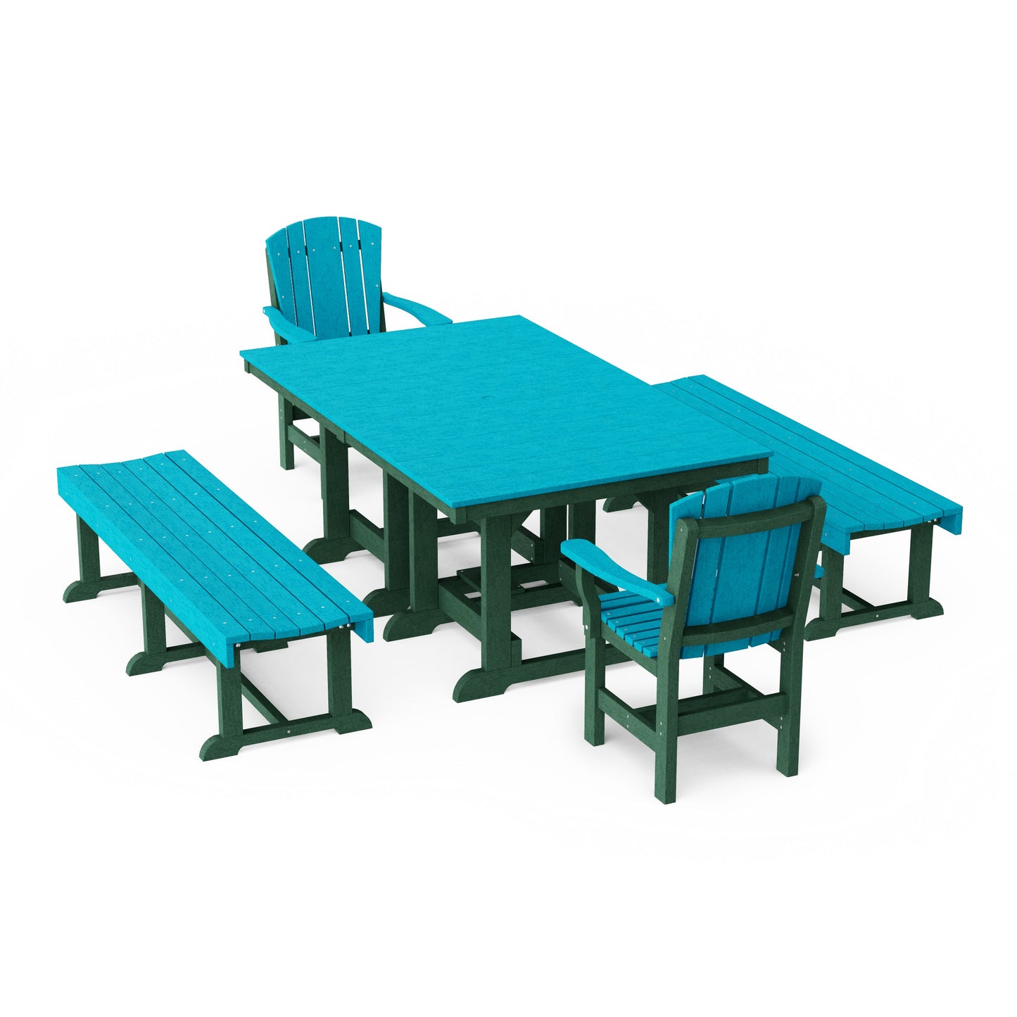 Heritage 5-Piece Rectangular Dining Set with Benches