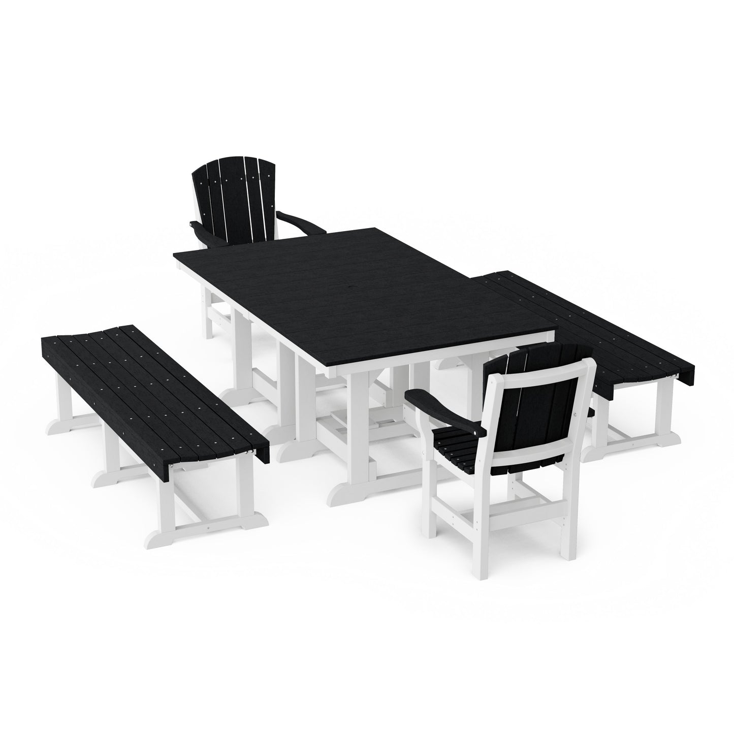 Heritage 5-Piece Rectangular Dining Set with Benches