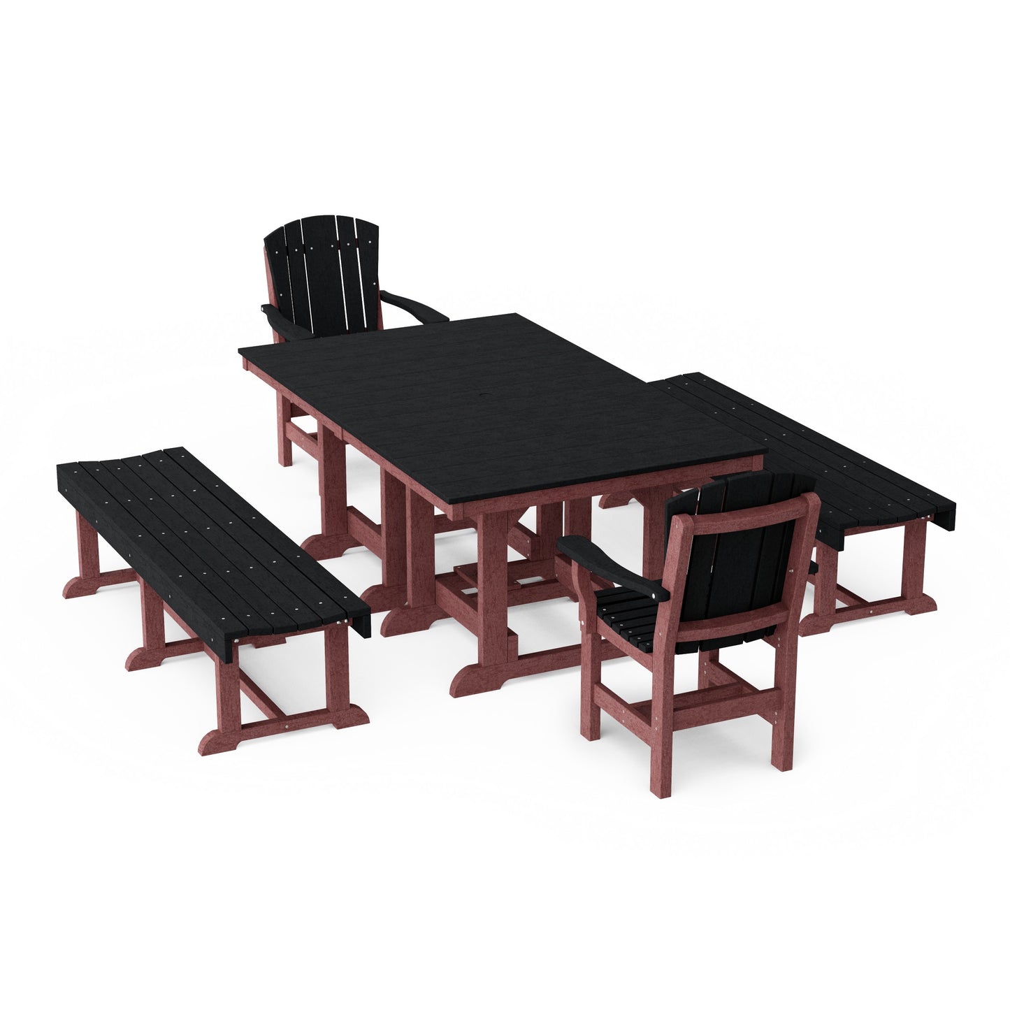 Heritage 5-Piece Rectangular Dining Set with Benches